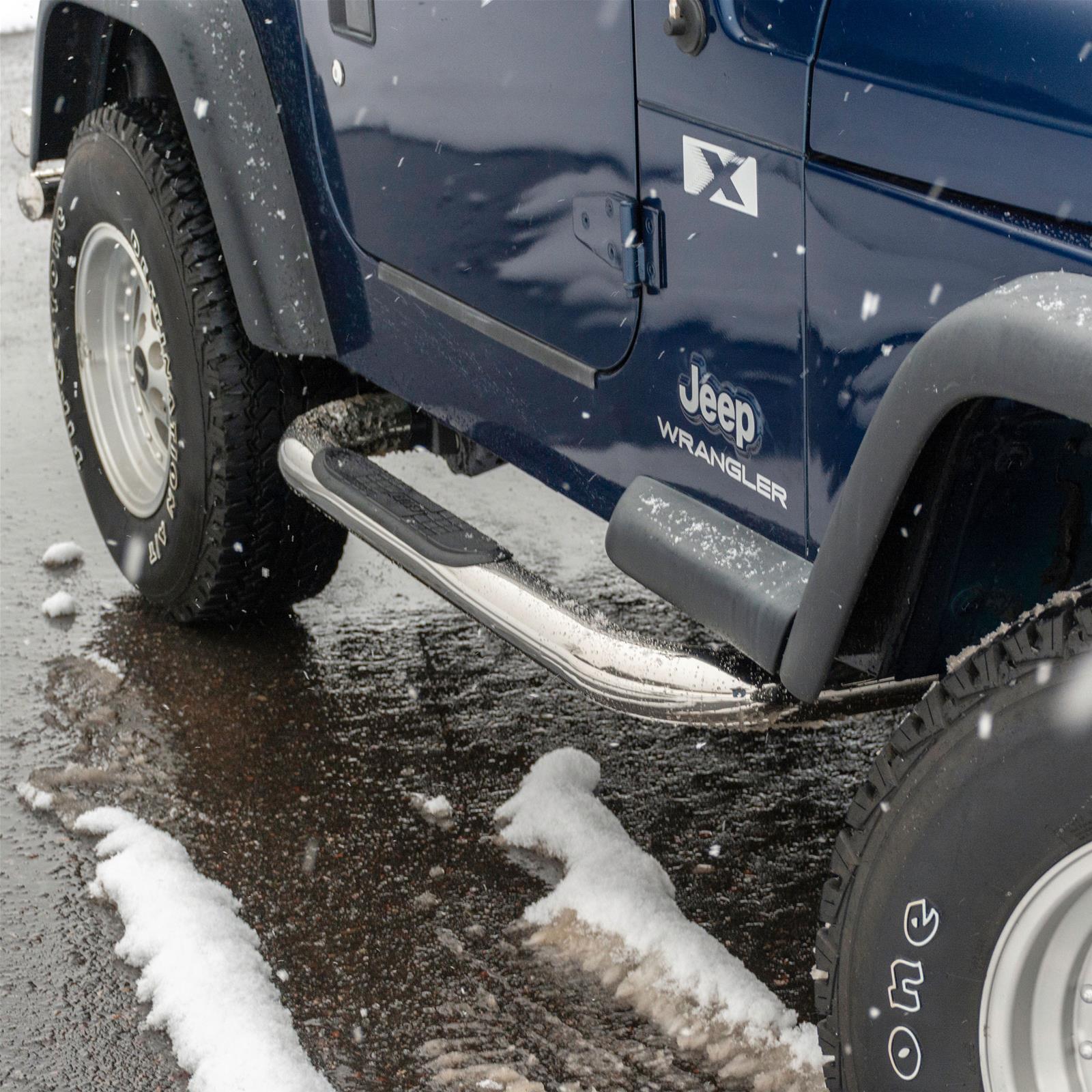 Aries Automotive 3 in. Round Side Bars for 1987-2006 WRANGLER - 35600-2 Step Bars, Diameter, Stainless Steel, Polished, Jeep, Pair