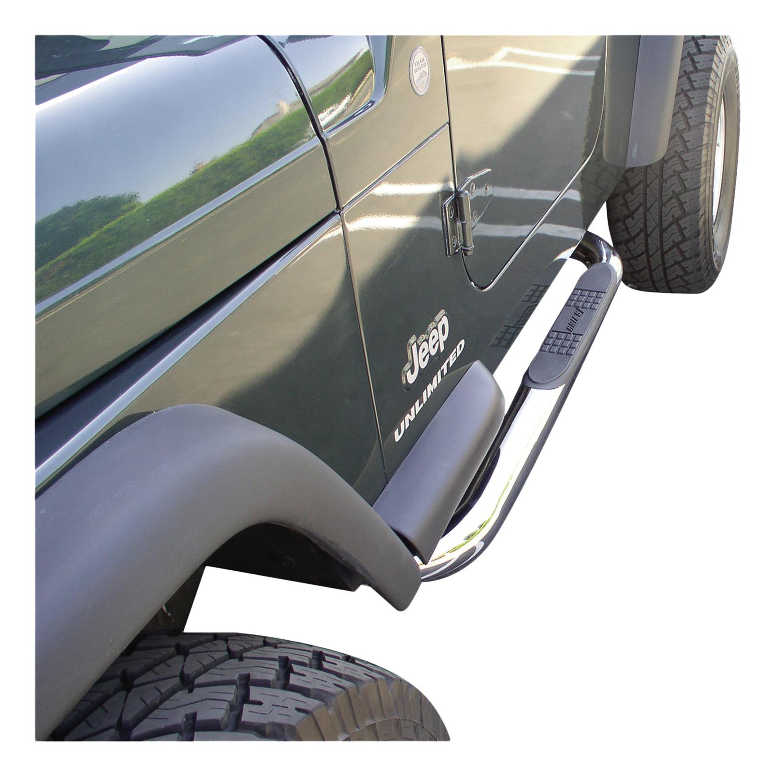 Aries Automotive 3 in. Round Side Bars for 1987-2006 WRANGLER - 35600-2 Step Bars, Diameter, Stainless Steel, Polished, Jeep, Pair thumbnail 2