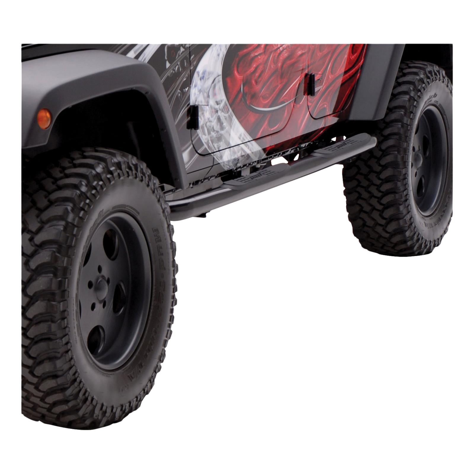 Aries Automotive 3 in. Round Side Bars 35700 Nerf and Step Bars, Bars, Steel, Black Powdercoated, Jeep, Pair thumbnail 3