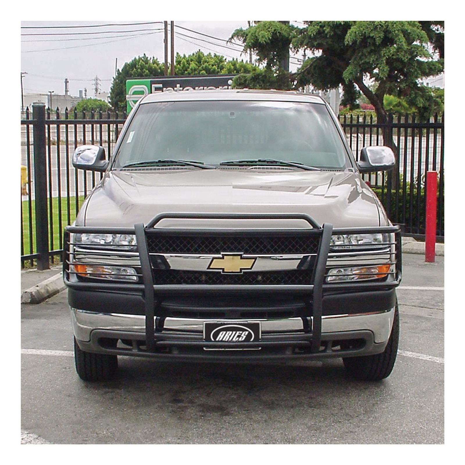 Aries Automotive Grille Guards for 2001-2002 SILVERADO 3500, 2500 HD, 1999-2002 - 4050 Guard, Brush Guard, Steel, Black Powdercoated, Chevy, Each
