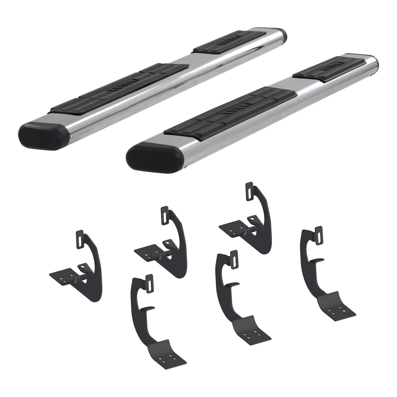 Aries Automotive 6 in. Oval Side Bars 4444002 Step Bars, Stainless Steel, Polished, 6.00 Diameter, 75.00 Length, Chevrolet, GMC, Pair thumbnail 4