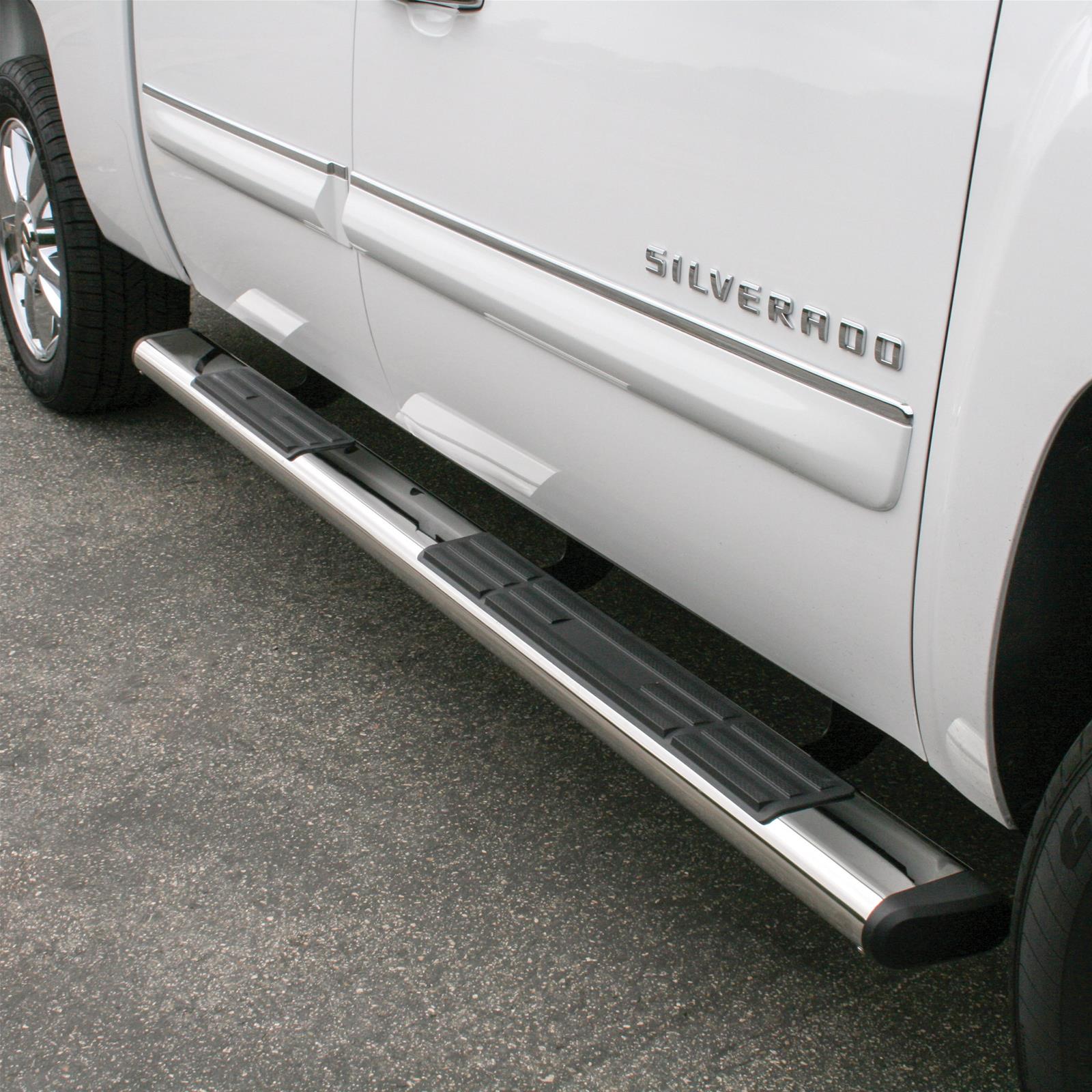 Aries Automotive 6 in. Oval Side Bars 4444003 Step Bars, Stainless Steel, Polished, 6.00 Diameter, 91.00 Length, Chevrolet, GMC, Pair