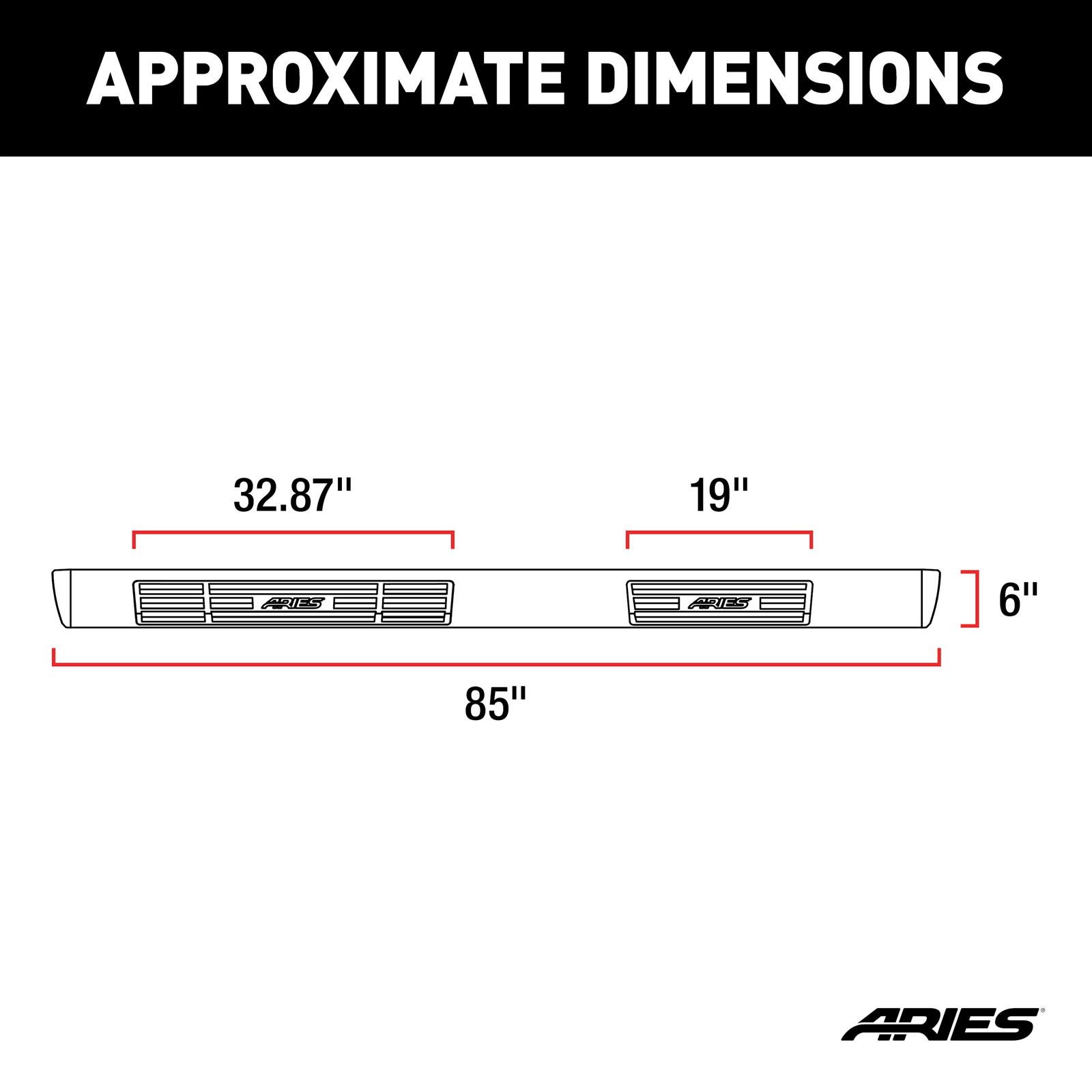 Aries Automotive 6 in. Oval Side Bars 4444025 Step Bars, Stainless Steel, Polished, 6.00 Diameter, 85.00 Length, Ford, Pair thumbnail 3