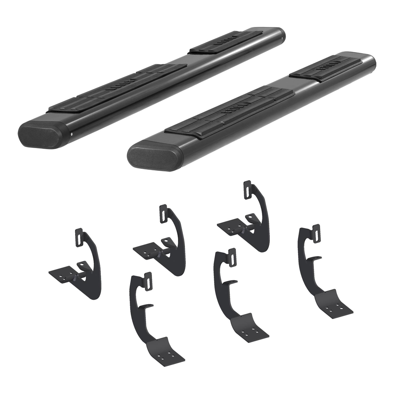 Aries Automotive 6 in. Oval Side Bars 4445002 Step Bars, Aluminum, Black Powdercoated, Gloss, 6.00 Diameter, 75.00 Length, Chevrolet, GMC, Pair thumbnail 4