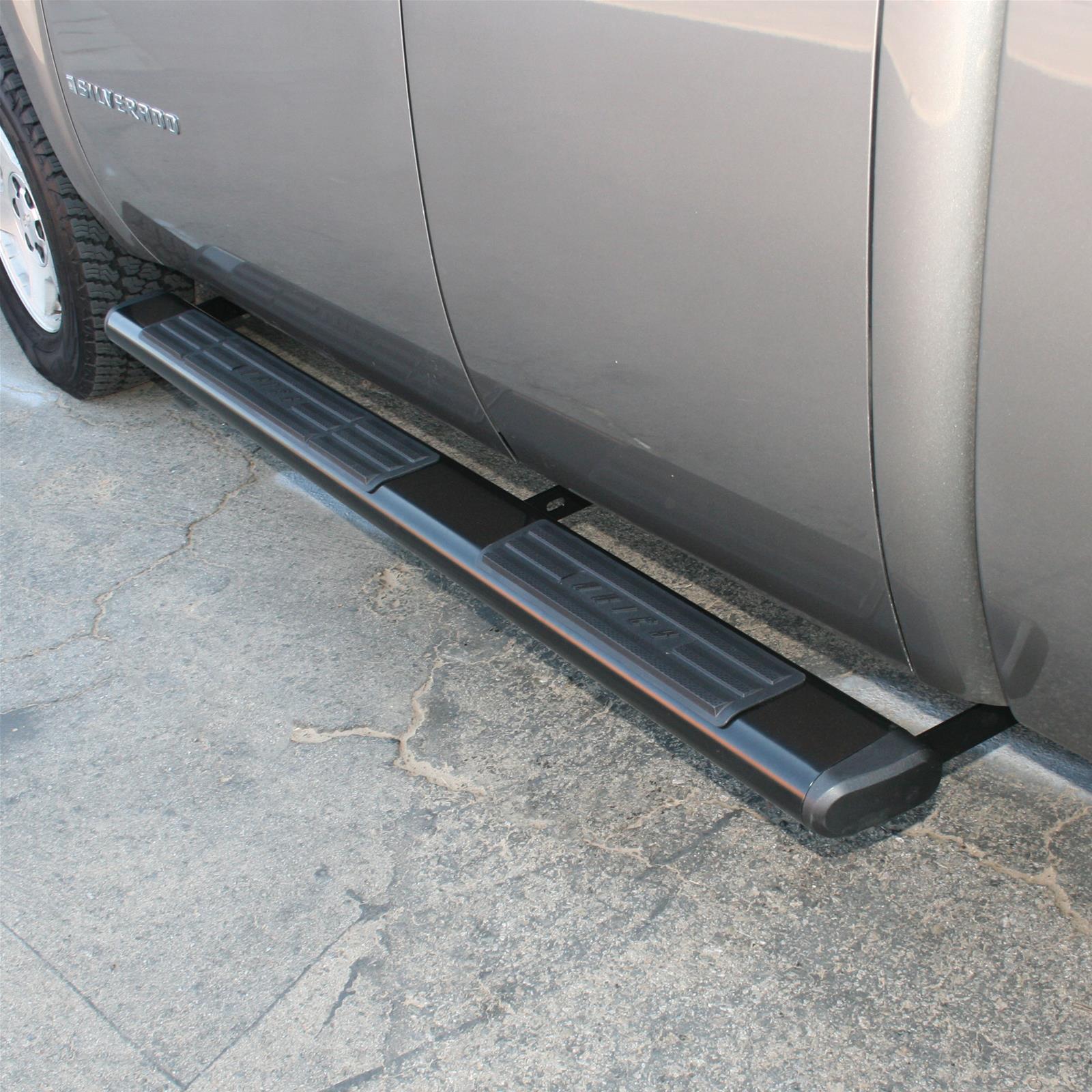 Aries Automotive 6 in. Oval Side Bars 4445003 Step Bars, Aluminum, Black Powdercoated, Gloss, 6.00 Diameter, 91.00 Length, Chevrolet, GMC, Pair