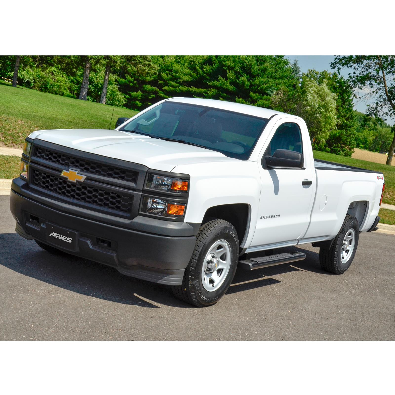 Aries Automotive 6 in. Oval Side Bars 4445006 Step Bars, Aluminum, Black Powdercoated, Gloss, 6.00 Diameter, 53.00 Length, Chevrolet, GMC, Pair