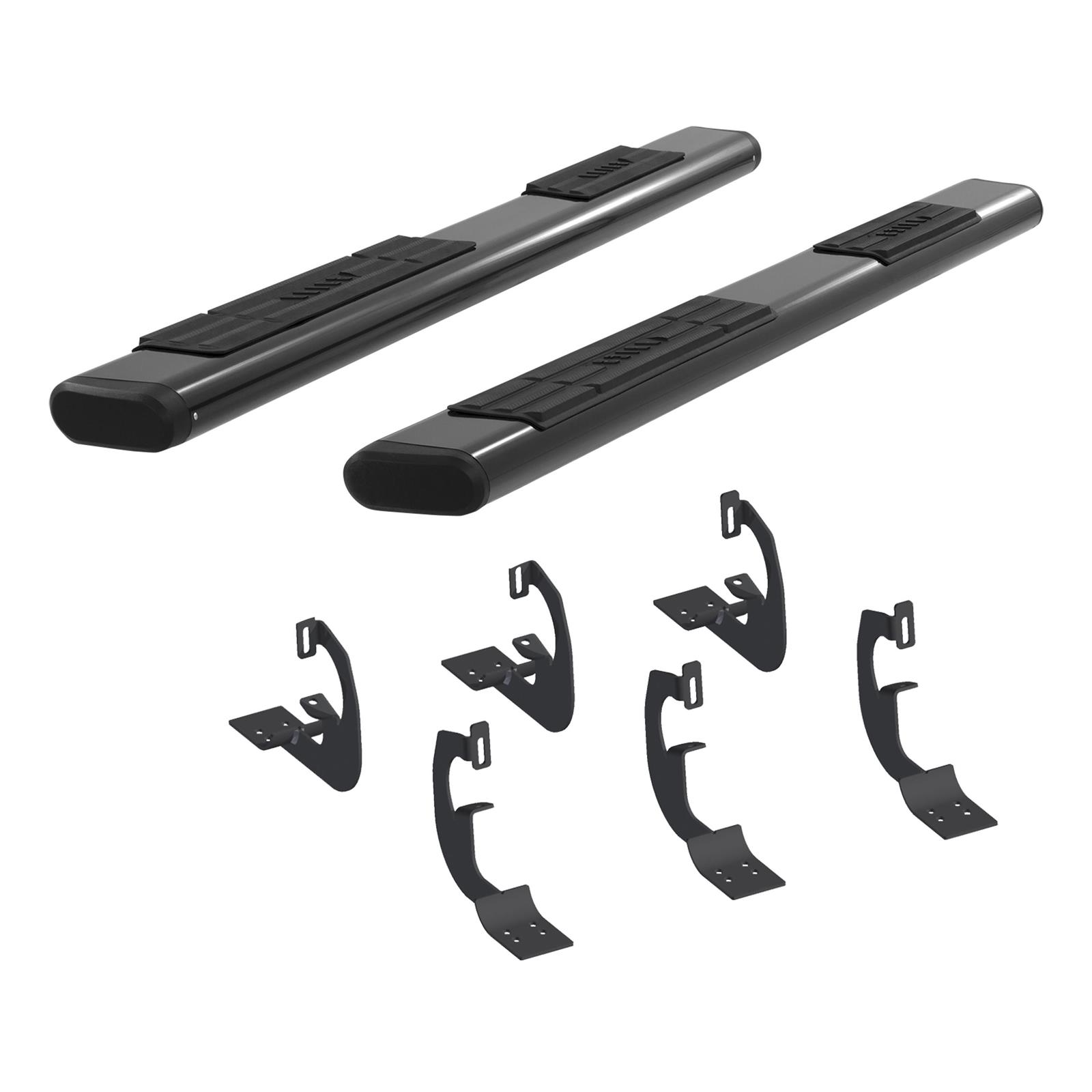 Aries Automotive 6 in. Oval Side Bars 4445007 Step Bars, Aluminum, Black Powdercoated, Gloss, 6.00 Diameter, 75.00 Length, Chevrolet, GMC, Pair thumbnail 3
