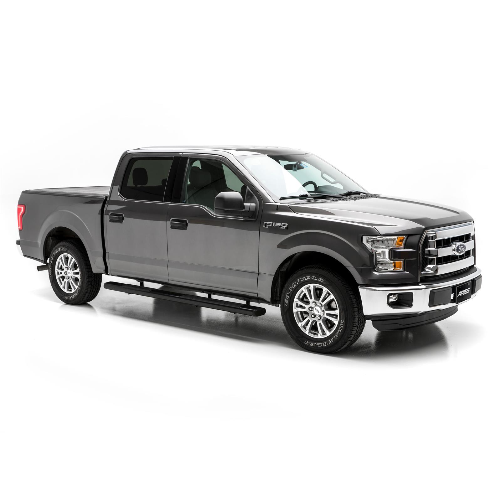 Aries Automotive 6 in. Oval Side Bars for 2004-2014 F-150 - 4445018 Step Bars, Aluminum, Black Powdercoated, Gloss, 6.00 Diameter, 75.00 Length, Ford, Pair thumbnail 4