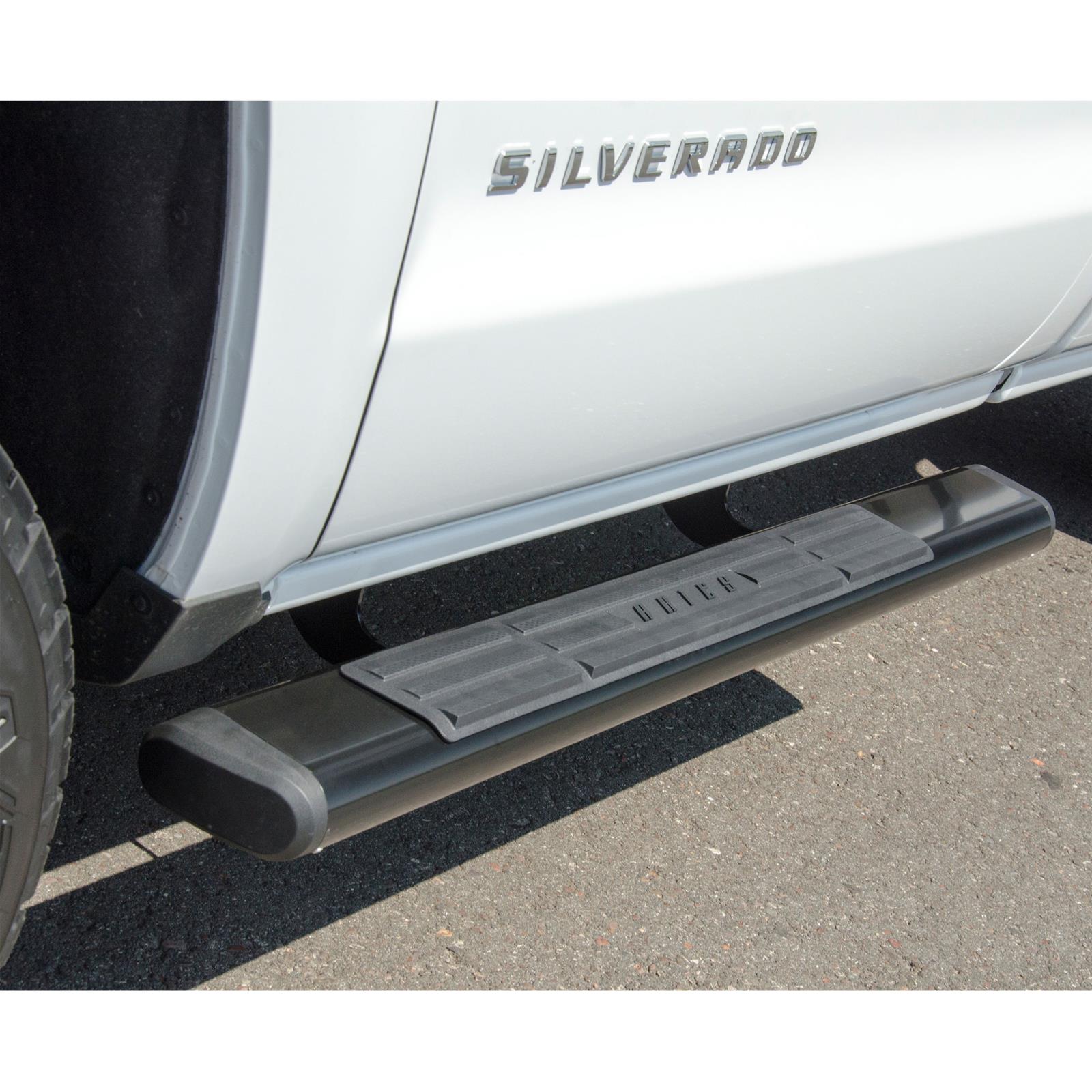 Aries Automotive 6 in. Oval Side Bars 4445040 Step Bars, Aluminum, Black Powdercoated, Gloss, 6.00 Diameter, 53.00 Length, Chevrolet, GMC, Pair thumbnail 2