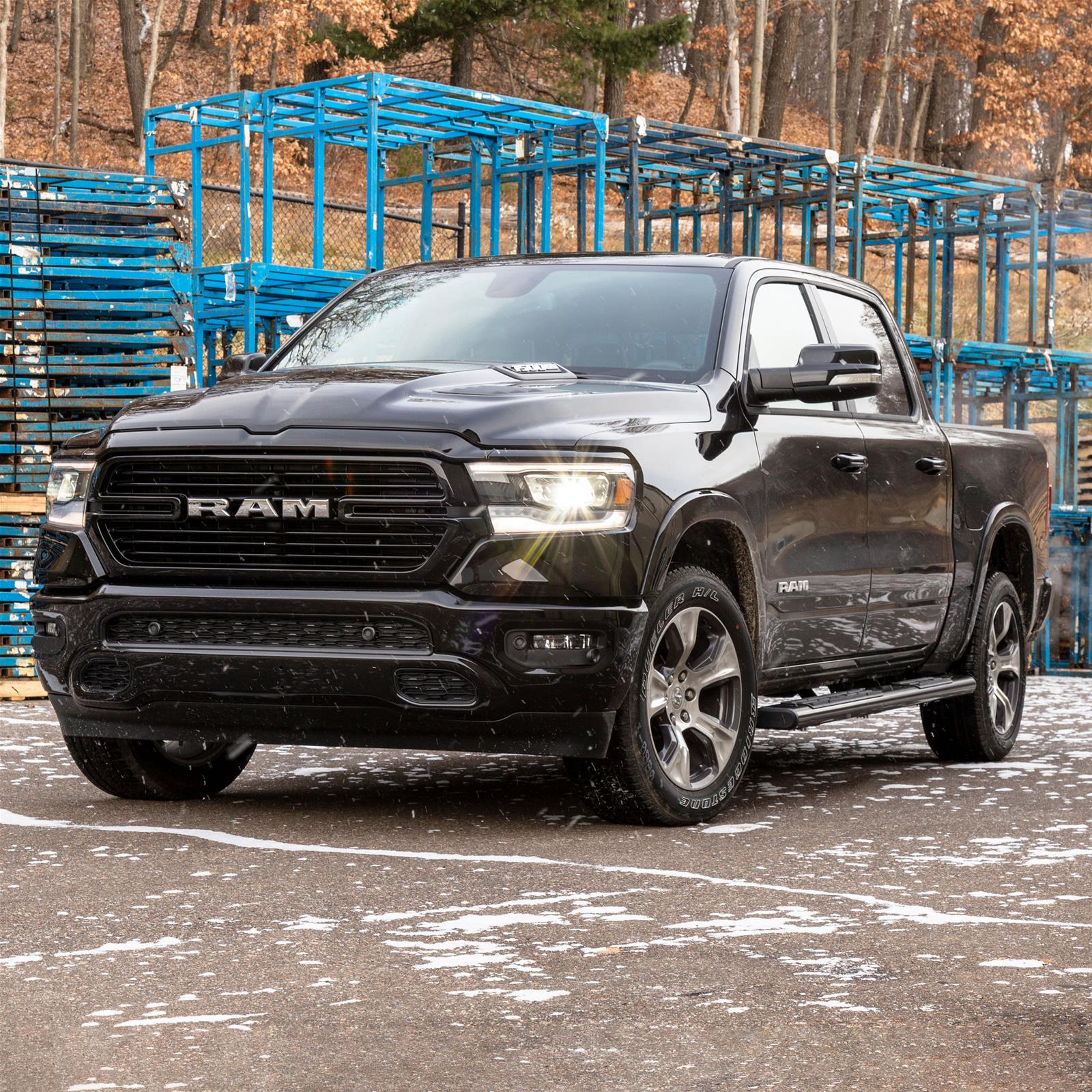 Aries Automotive 6 in. Oval Side Bars 4445046 Nerf bar, Oval, Aluminum, Black Gloss Powdercoated, 6.000 Diameter, Cab Length, 91.000 Long, MegaCab, Dodge, RAM, Pair