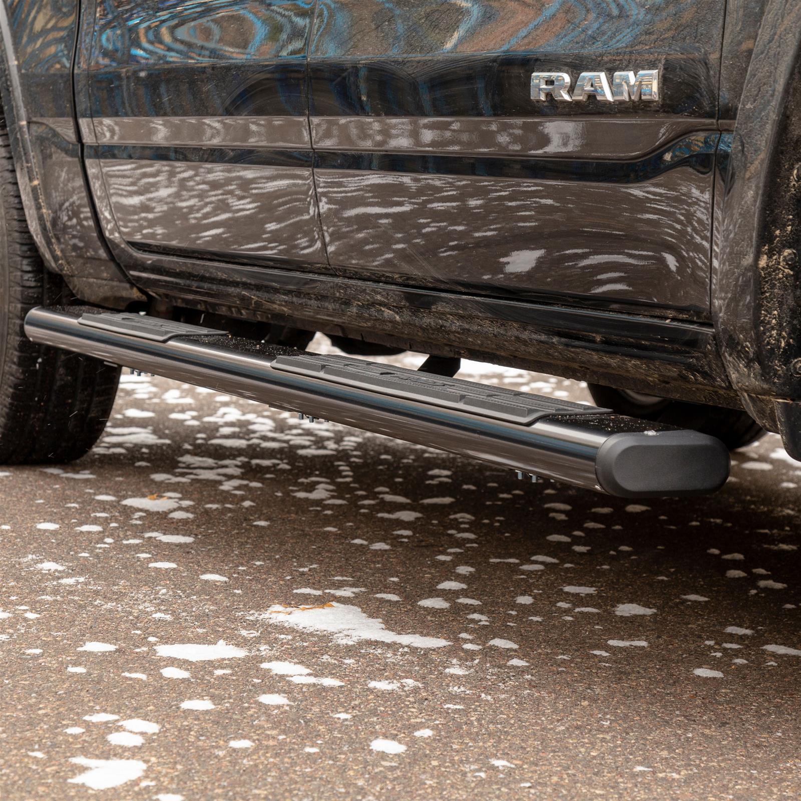 Aries Automotive 6 in. Oval Side Bars 4445046 Nerf bar, Oval, Aluminum, Black Gloss Powdercoated, 6.000 Diameter, Cab Length, 91.000 Long, MegaCab, Dodge, RAM, Pair thumbnail 2