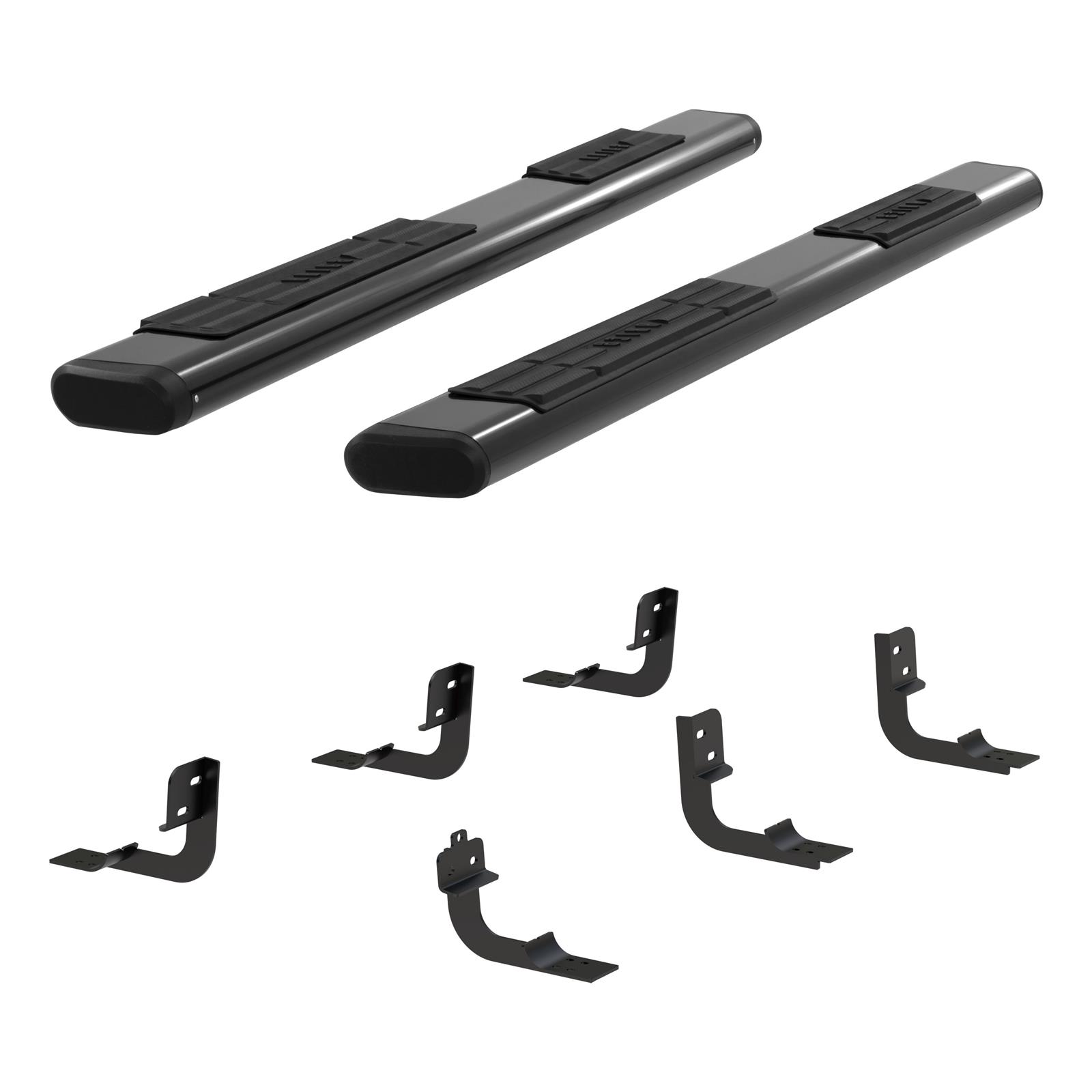 Aries Automotive 6 in. Oval Side Bars 4445046 Nerf bar, Oval, Aluminum, Black Gloss Powdercoated, 6.000 Diameter, Cab Length, 91.000 Long, MegaCab, Dodge, RAM, Pair thumbnail 5