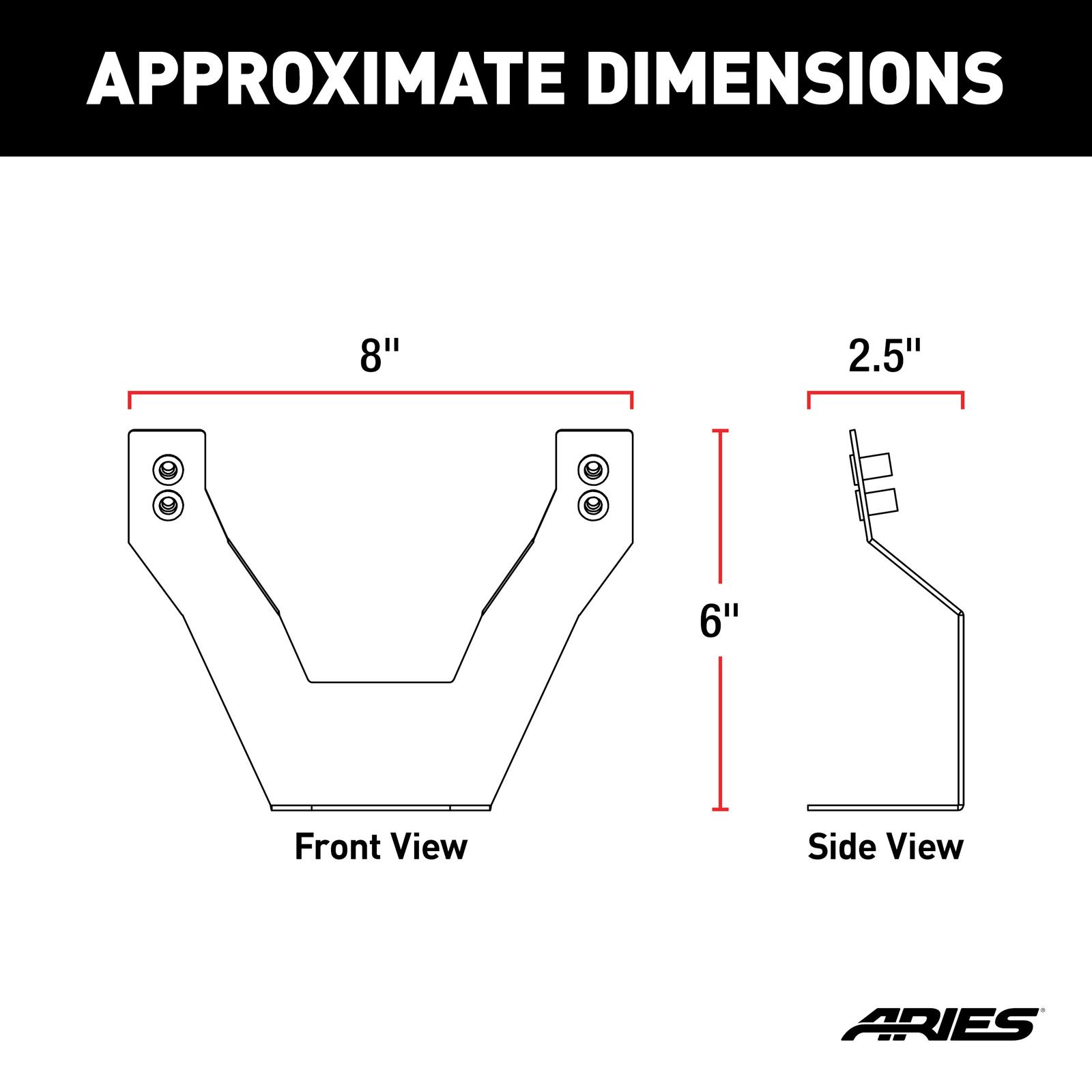 ARIES Automotive Light Mounting Bars 45-0000 Bull Bar, Lic Plate Brkt, 4In thumbnail 5