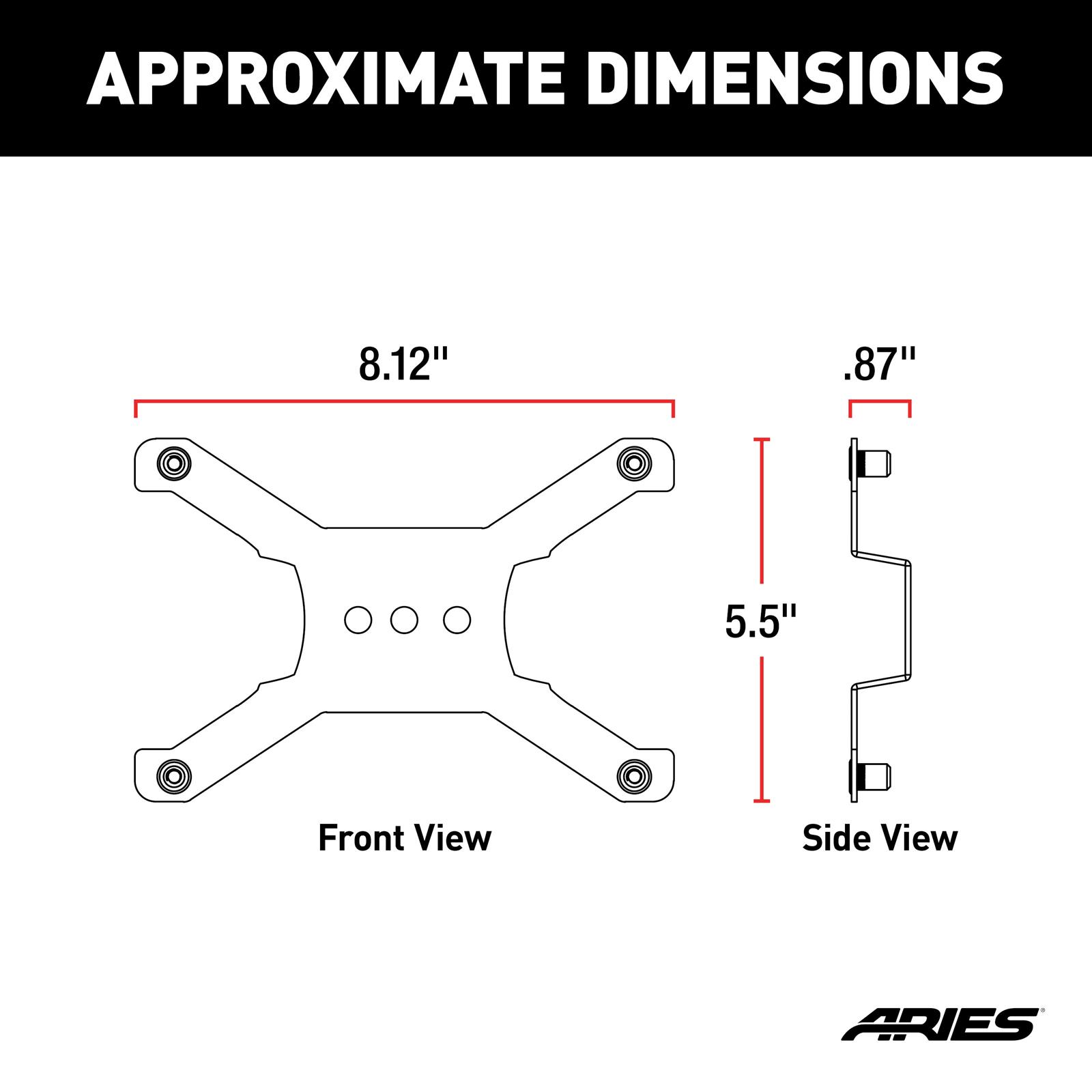 ARIES Automotive License Plate Mounting Brackets 55-0000 Relocation Bracket, LICENSE PLATE BRACKET/TUBULAR BUMPERS thumbnail 4