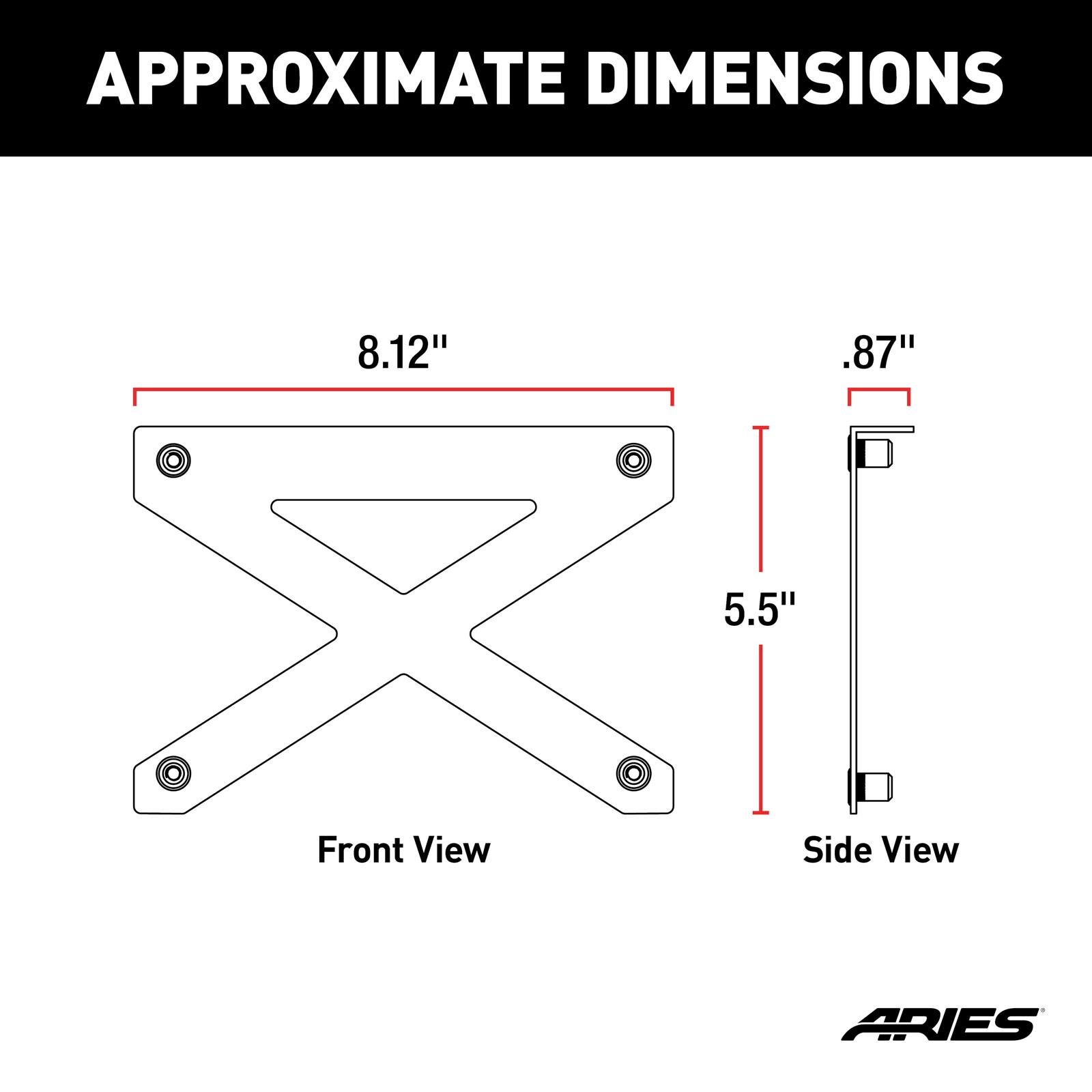 ARIES Automotive License Plate Mounting Brackets 85-0000 Relocation Bracket, UNIVERSAL FRONT LICENSE PLATE BRACKET FOR PRO SERIES GRILLE GUARDS thumbnail 5