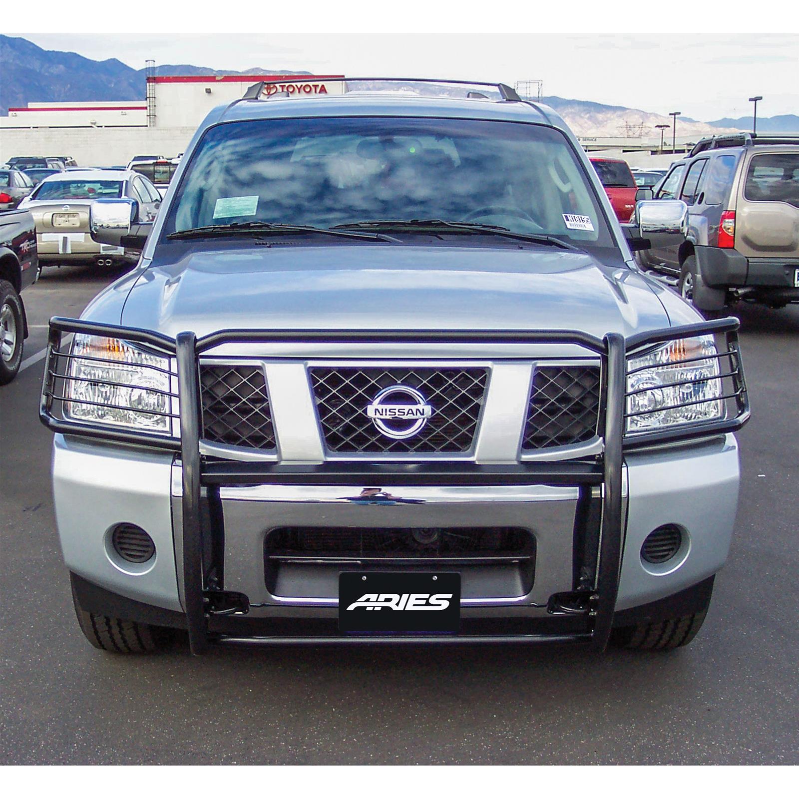 Aries Automotive Grille Guards for 2005-2015 ARMADA, 2004-2015 TITAN - 9046 Guard, Brush Guard, Steel, Black Powdercoated, Nissan, Each
