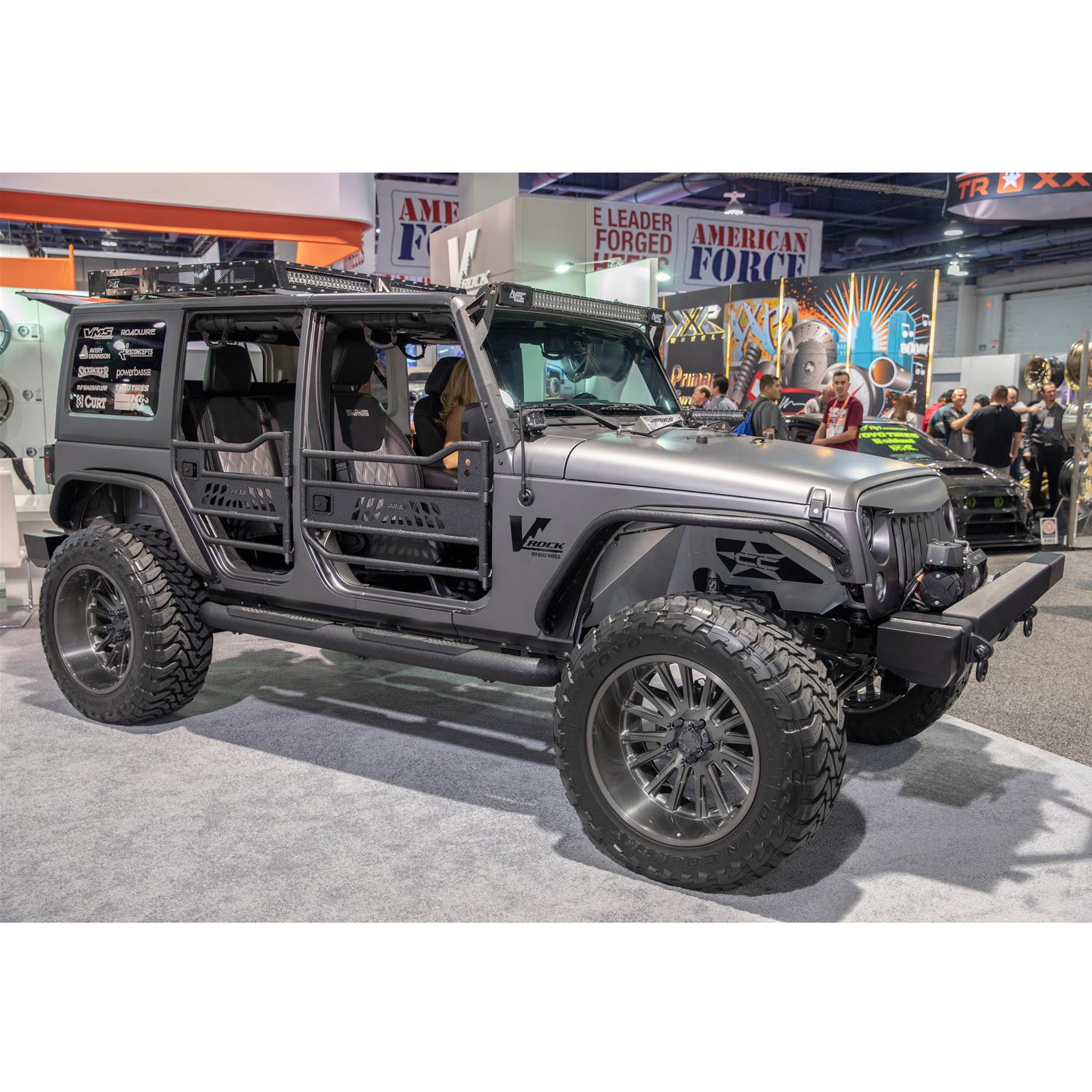 Aries Automotive Big Step 4 in. Round Side Bars AL231007 Bars, Step, Diameter, Aluminum, Black Textured Powdercoated, Jeep, Pair thumbnail 2