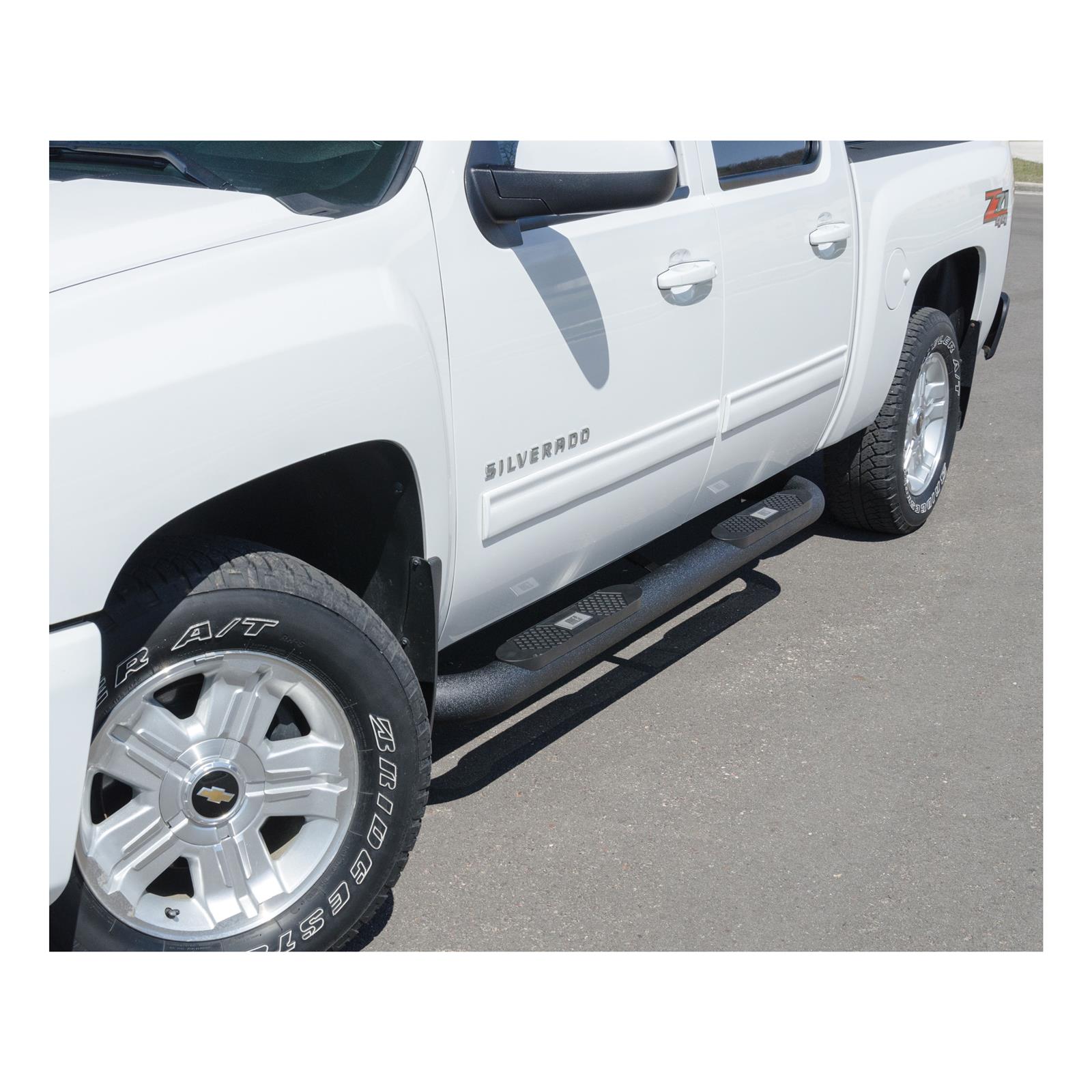 Aries Automotive Big Step 4 in. Round Side Bars AL234013 Bars, Step, Diameter, Aluminum, Black Textured Powdercoated, Chevy, GMC, Pair thumbnail 2
