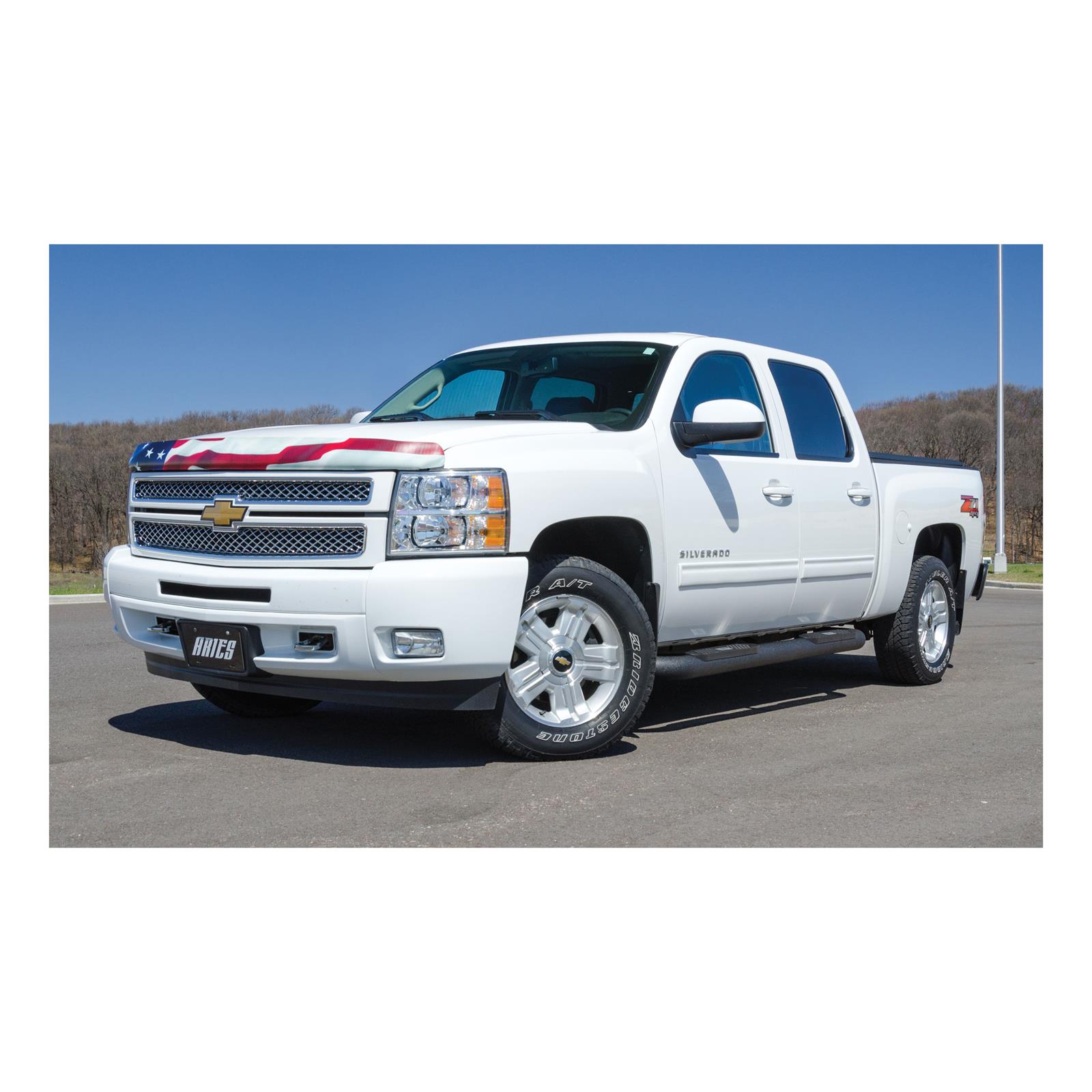 Aries Automotive Big Step 4 in. Round Side Bars AL234013 Bars, Step, Diameter, Aluminum, Black Textured Powdercoated, Chevy, GMC, Pair thumbnail 3