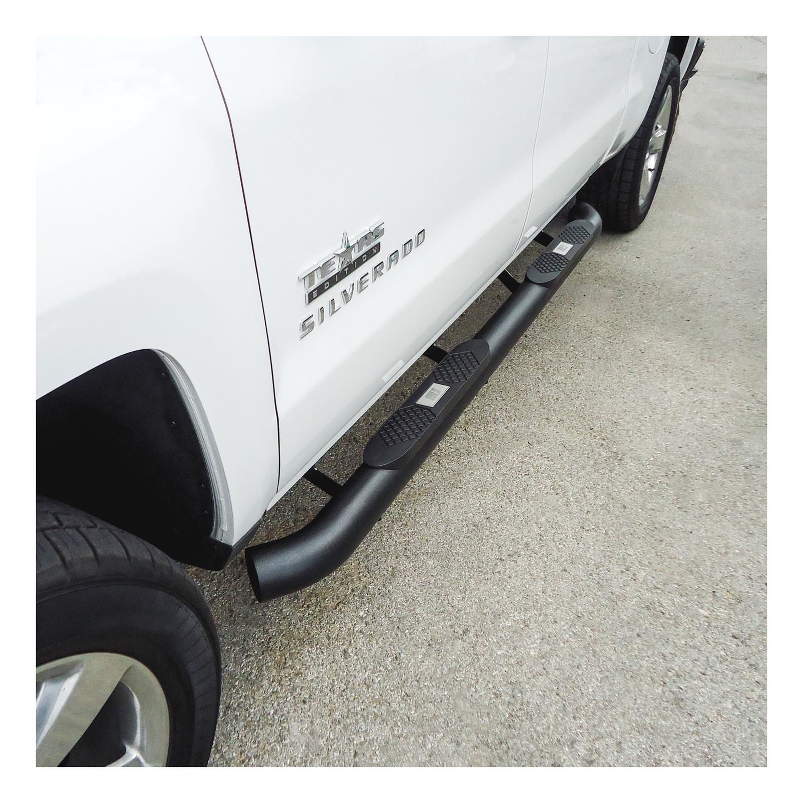Aries Automotive Big Step 4 in. Round Side Bars AL234045 Bars, Step, Diameter, Aluminum, Black Textured Powdercoated, Chevy, GMC, Pair thumbnail 2