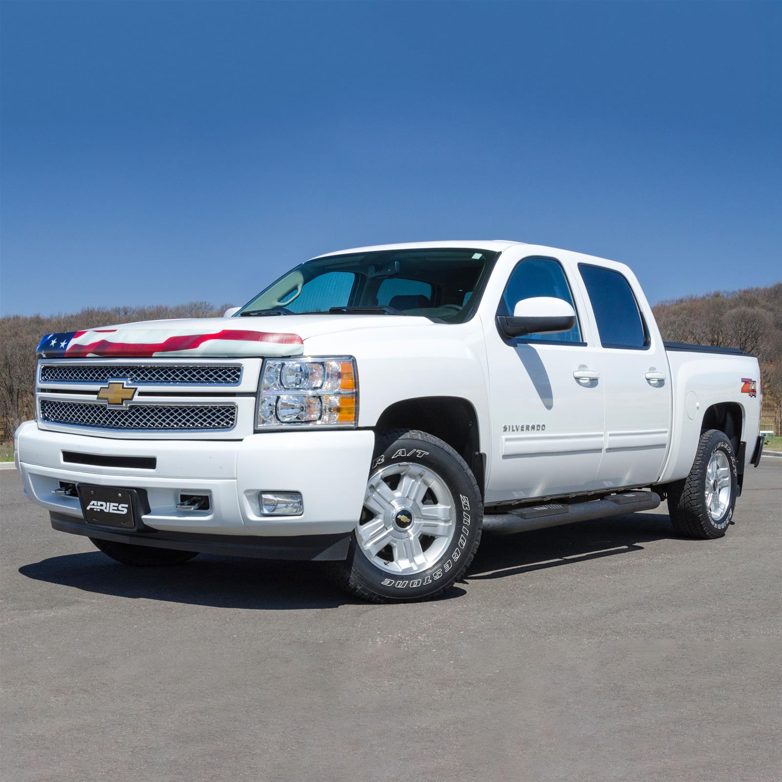 Aries Automotive Big Step 4 in. Round Side Bars AL234046 Bars, Step, Diameter, Aluminum, Black Textured Powdercoated, Chevy, GMC, Pair thumbnail 2