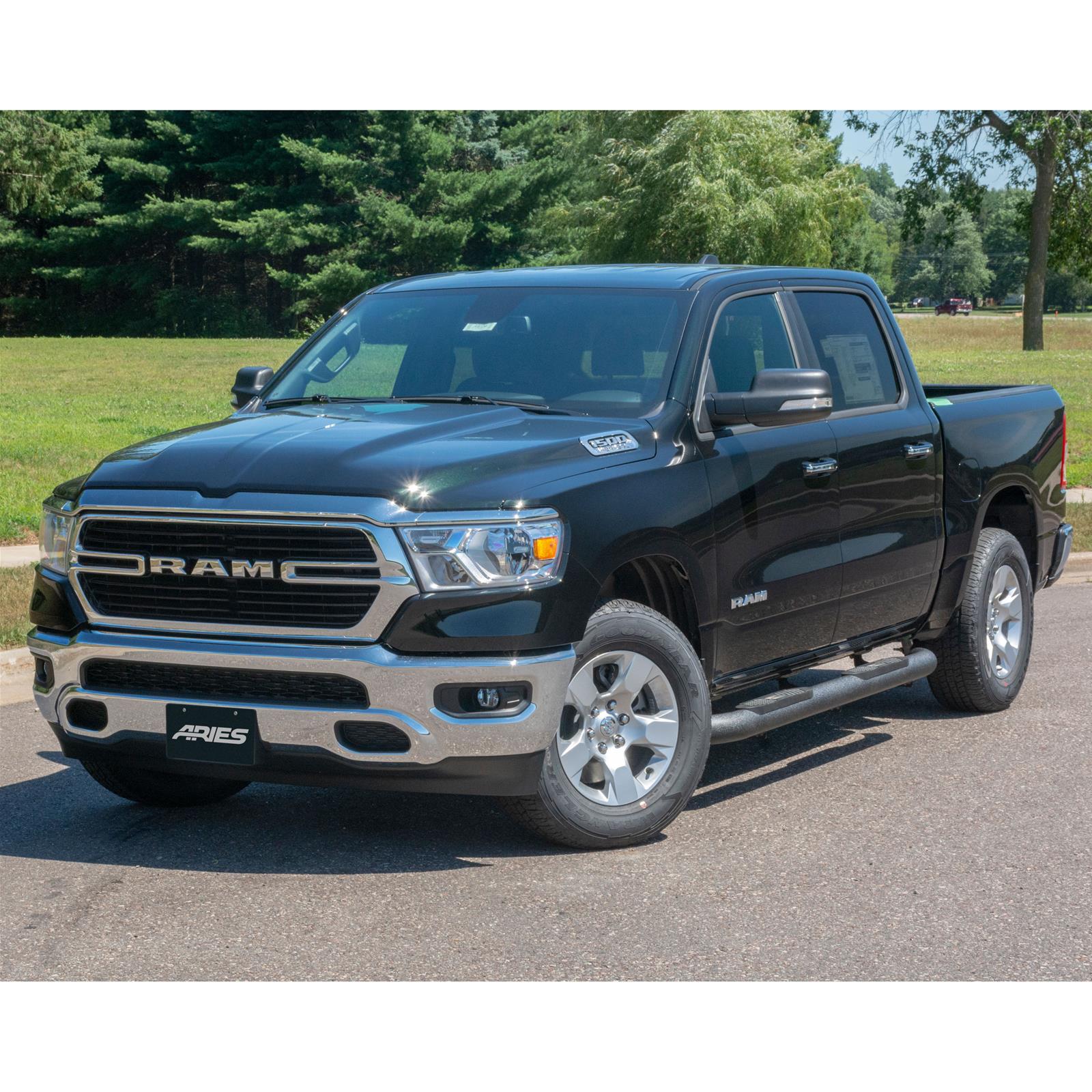 Aries Automotive Big Step 4 in. Round Side Bars for 2019-2025 1500 - AL235045 Nerf and Bars, Step, Sidebars, Ram, Textured Black, Pair thumbnail 3