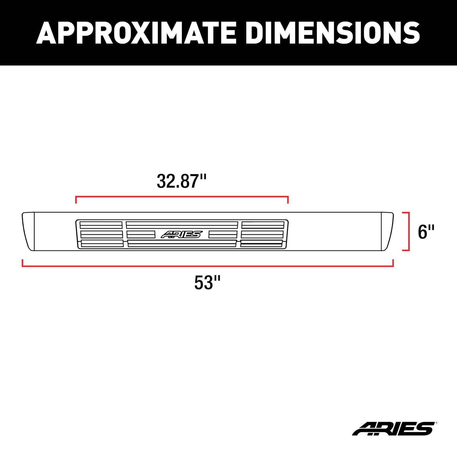 Aries Automotive 6 in. Oval Side Bars B2853 Step Bars, Oval, Aluminum, Black Powdercoated, Pair thumbnail 2