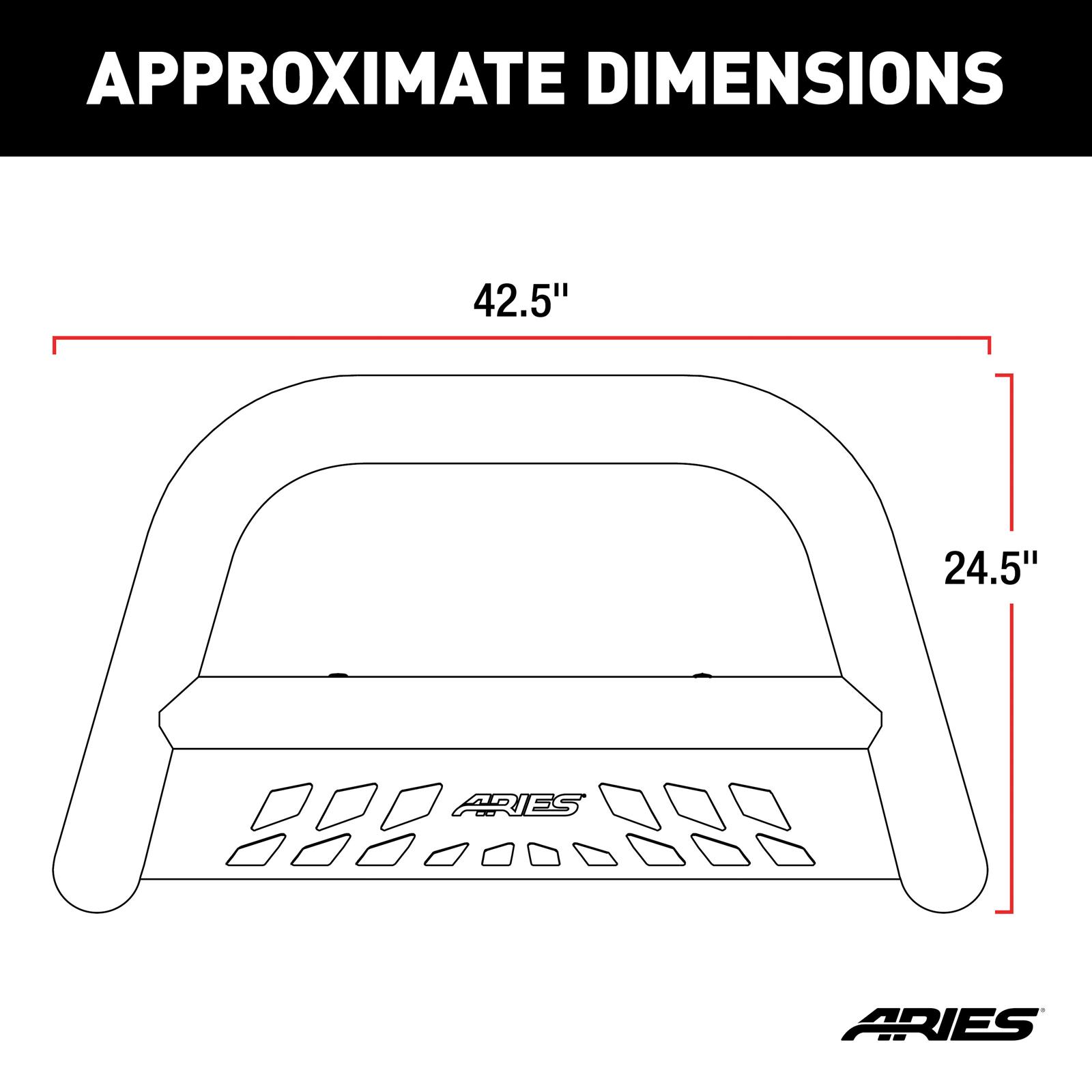 Aries Automotive 3 in. Bull Bars for 2005-2011 DAKOTA - B35-5003 Grille Guard, Bar, Steel, Black Powdercoated, Dodge, Ram, Each