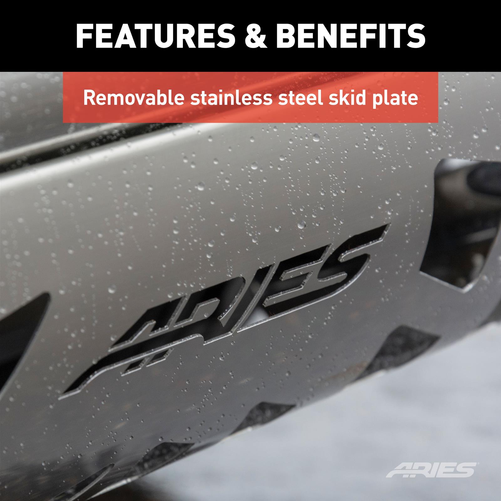 Aries Automotive 3 in. Bull Bars for 2019-2024 1500 - B35-5008 Grille Guard, Bar with Skid Plate, Ram, Steel, Black, Each thumbnail 3