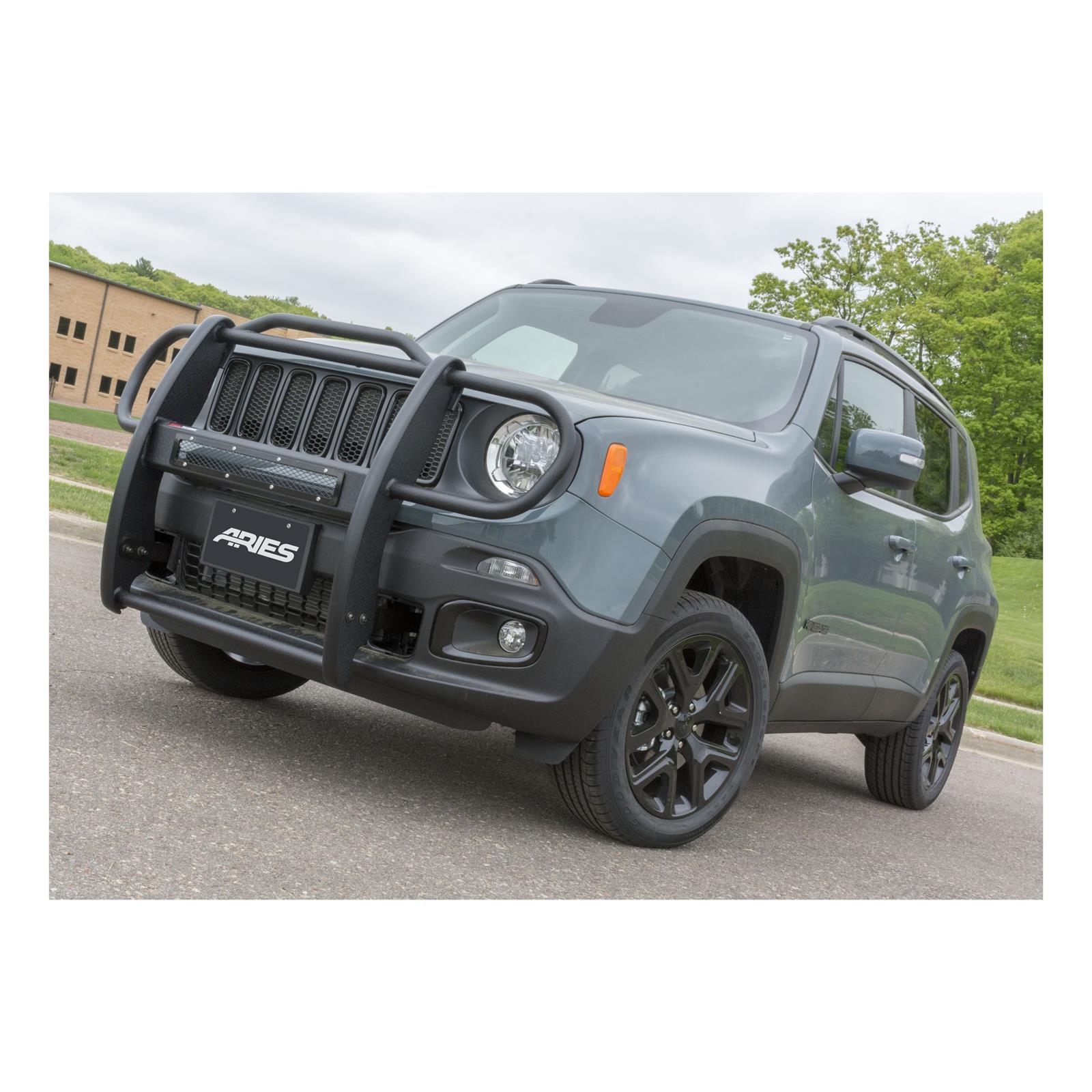 Aries Automotive Pro Series Grille Guards for 2015-2018 RENEGADE - P1055 Guards, Brush Guard, Steel, Black Textured Powdercoat, Jeep, Each thumbnail 4
