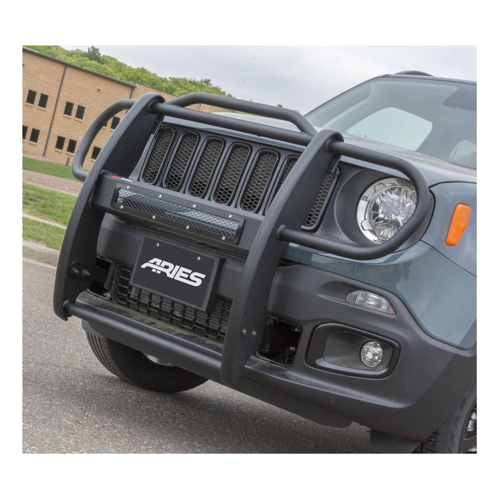 Aries Automotive Pro Series Grille Guards for 2015-2018 RENEGADE - P1055 Guards, Brush Guard, Steel, Black Textured Powdercoat, Jeep, Each thumbnail 3