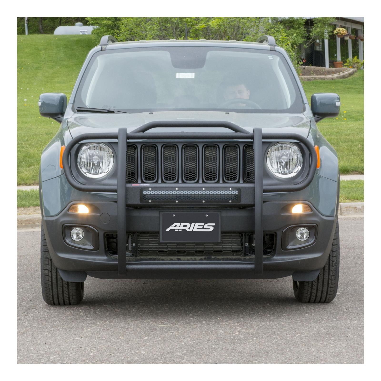 Aries Automotive Pro Series Grille Guards for 2015-2018 RENEGADE - P1055 Guards, Brush Guard, Steel, Black Textured Powdercoat, Jeep, Each