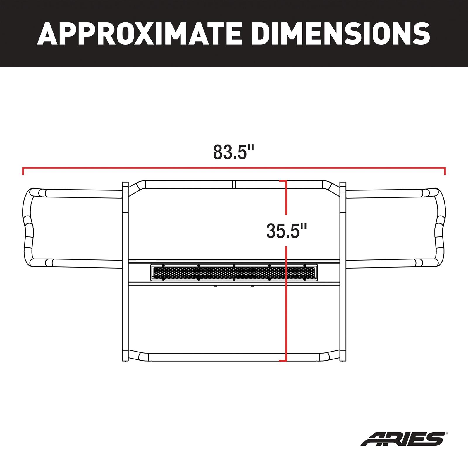 Aries Automotive Pro Series Grille Guards for 2011-2018 1500, 2019-2024 1500 CLASSIC, 2009-2010 RAM - P5058 Guard, Bull Bar, Series, 3 in., Steel, Black Texture Powdercoated, Dodge, Ram, Each thumbnail 8