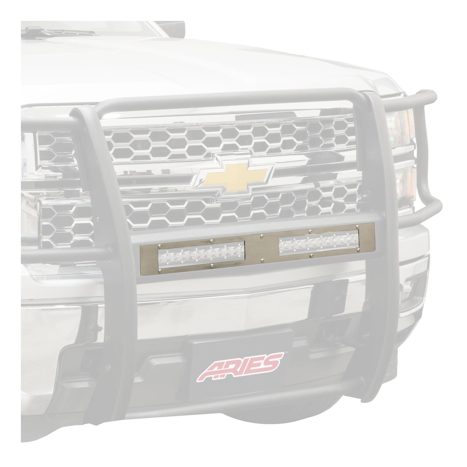 ARIES Automotive Grilles and Grille Inserts PC10OS Guard Face Plate, Pro Series,(2) 10",Bl, 10" TWO OPEN FACE, BRUSHED STAINLESS STEEL thumbnail 2