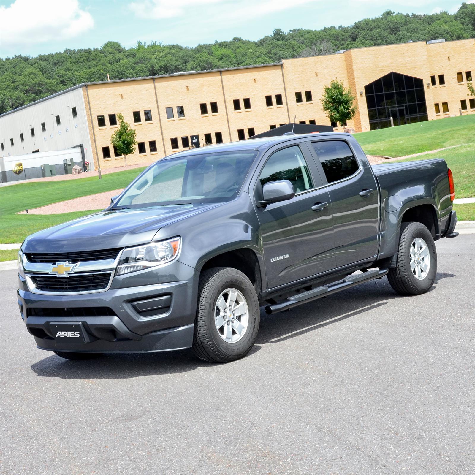 Aries Automotive 4 in. Oval Side Bars S224051 Step Bars, Steel, Black Powdercoated, Gloss, 4.00 Diameter, 80.500 Length, Chevrolet, GMC, Pair
