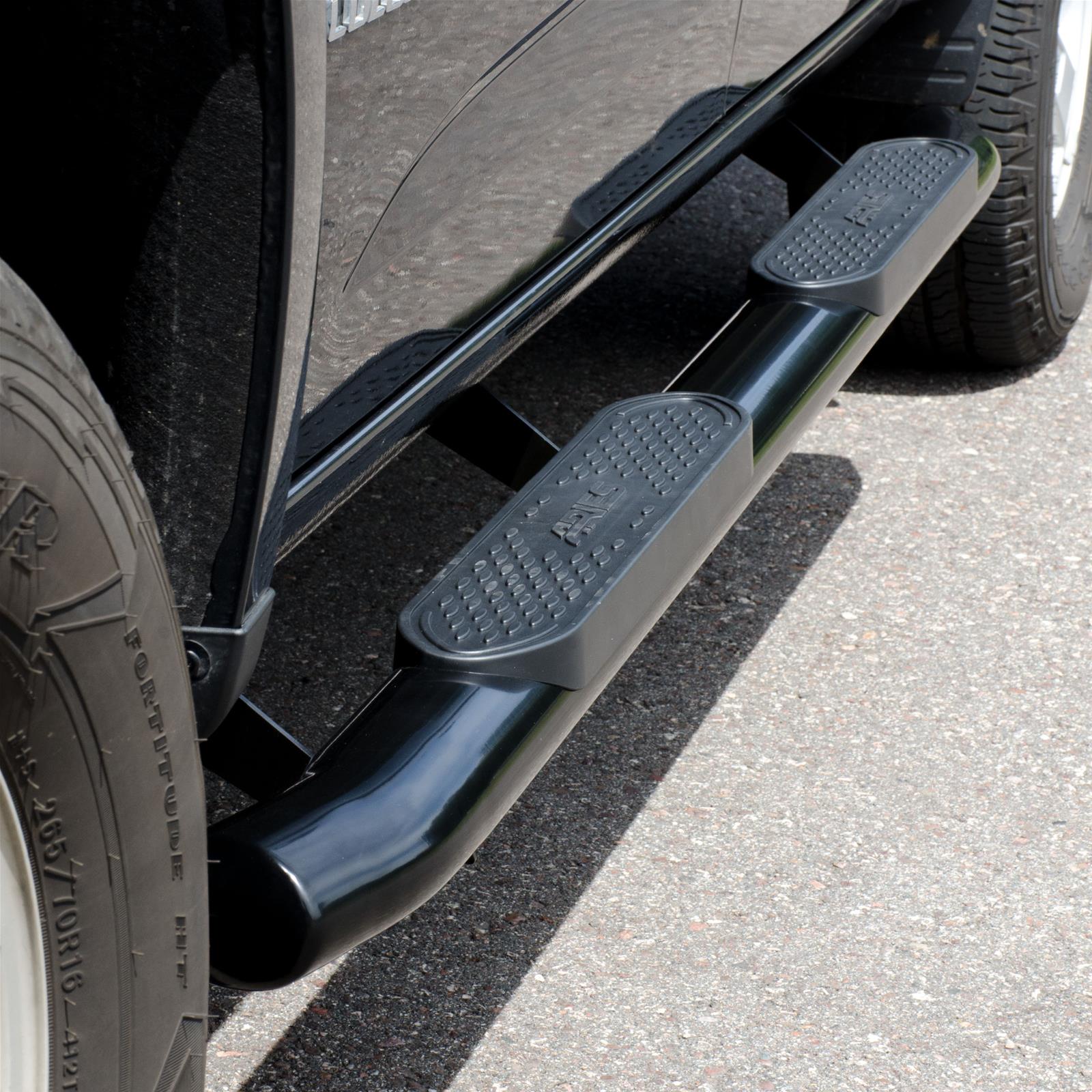 Aries Automotive 4 in. Oval Side Bars S224051 Step Bars, Steel, Black Powdercoated, Gloss, 4.00 Diameter, 80.500 Length, Chevrolet, GMC, Pair thumbnail 2