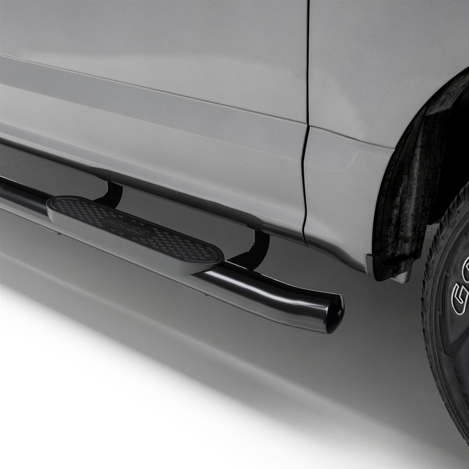 Aries Automotive 4 in. Oval Side Bars S224054 Step Bars, Steel, Black Powdercoated, Gloss, 4.00 Diameter, 76.750 Length, Chevrolet, GMC, Pair