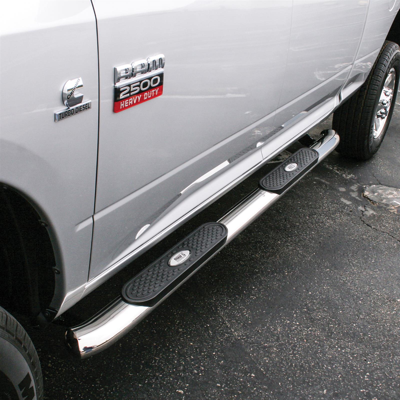 Aries Automotive 4 in. Oval Side Bars S225040-2 Step Bars, Stainless Steel, Polished, 4.00 Diameter, 77.210 Length, Dodge, Pair