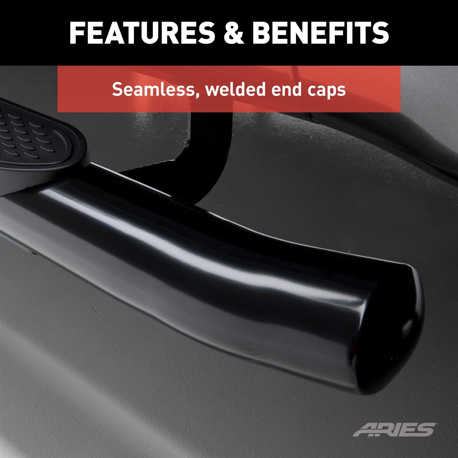 Aries Automotive 4 in. Oval Side Bars for 2019-2025 1500 - S225045 Nerf and Step Bars, Ram, Side,4 in.,Black, Pair thumbnail 5