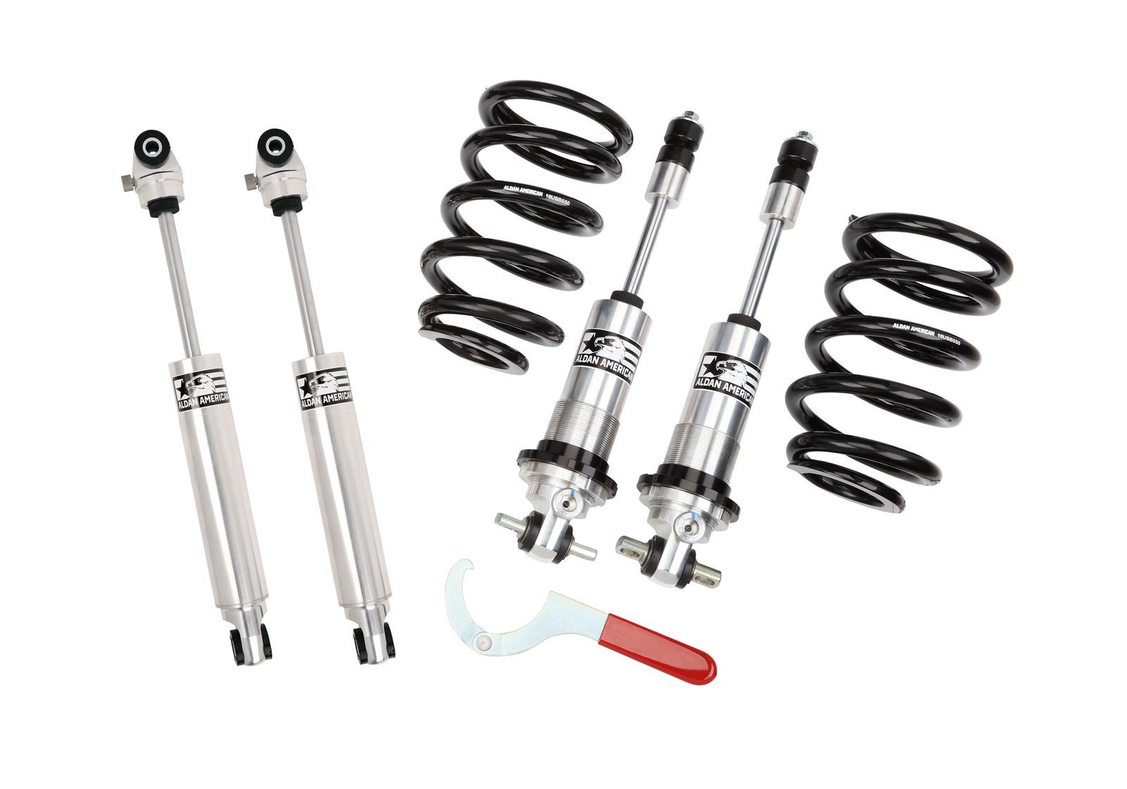 Aldan American Road Comp Suspension Packages for 1963-1982 CORVETTE - 300166 Coilover Kit, Lowered, Front, Twin-Tube, Aluminum Body, Natural, Polyurethane Bushing, Black, 450 lbs./in., Chevy, Kit