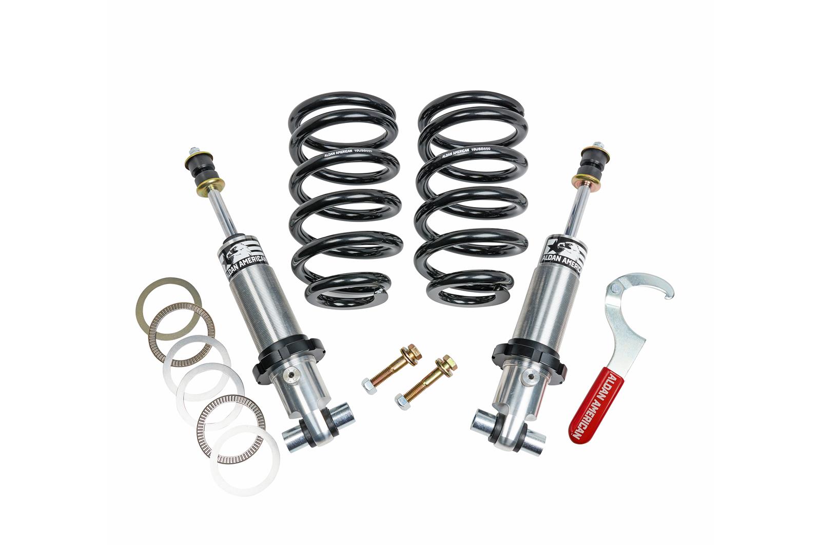 Aldan American Road Comp Coilover Kits for 1965-1970 WILDCAT - 300266 Kits, Comp, Front, 0.0 2.0 in. Lowered, Twin-tube Shocks, Black Powdercoated Springs, 550 lbs./in. Rate, Buick, Kit