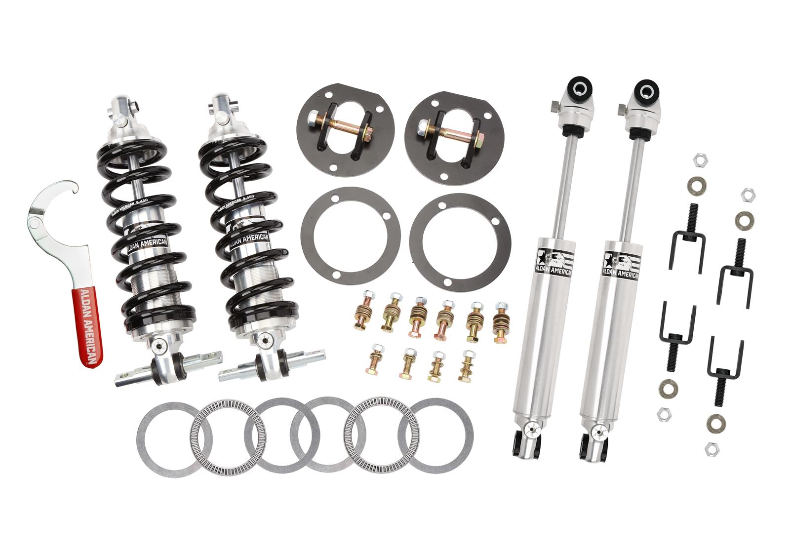 Aldan American Track Comp Suspension Packages 300298 Coilover Kits, Comp, Front, 0.0 - 2.0 in. Lowered Front, Rear Shocks, Double Adjustable, 550 lb./in. Spring Rate, Ford, Mercury, Big Block, Kit