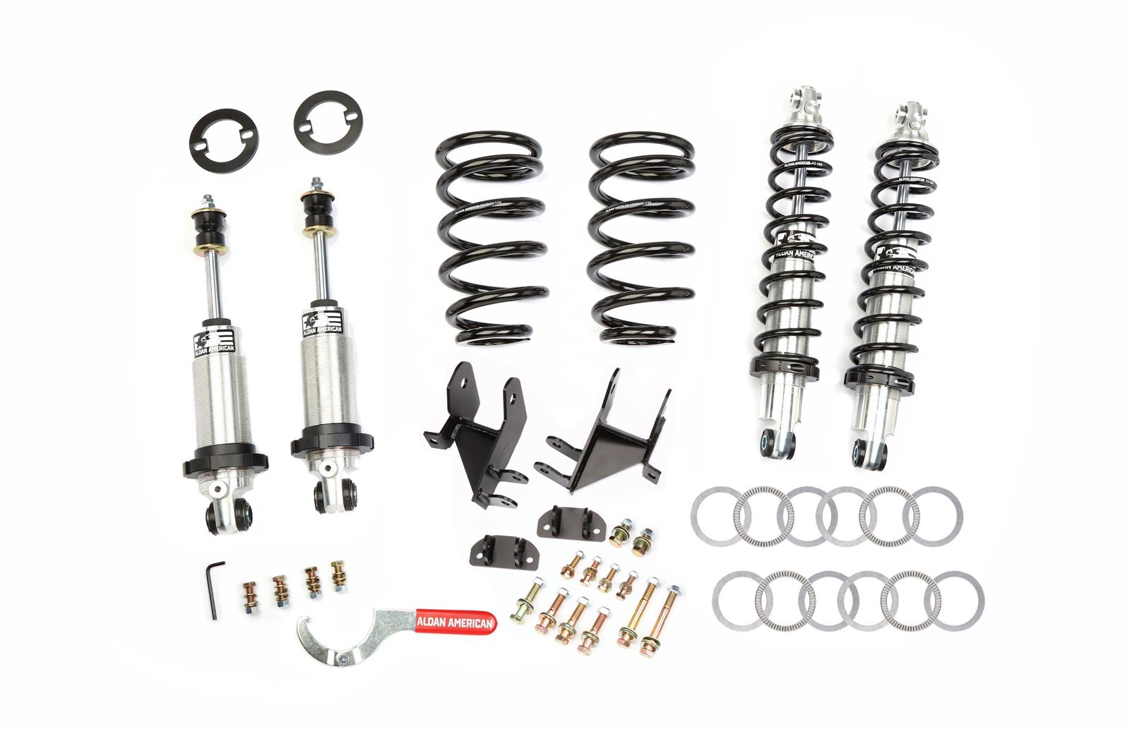 Aldan American Road Comp Coilover Kits 300381 Kit, Comp, Single Adjustable, 1-2 in. Raised, Front/Rear, Twin-Tube, Aluminum, 550 lbs./in. Front, 160 lbs./in. Rear, Big Block, Kit