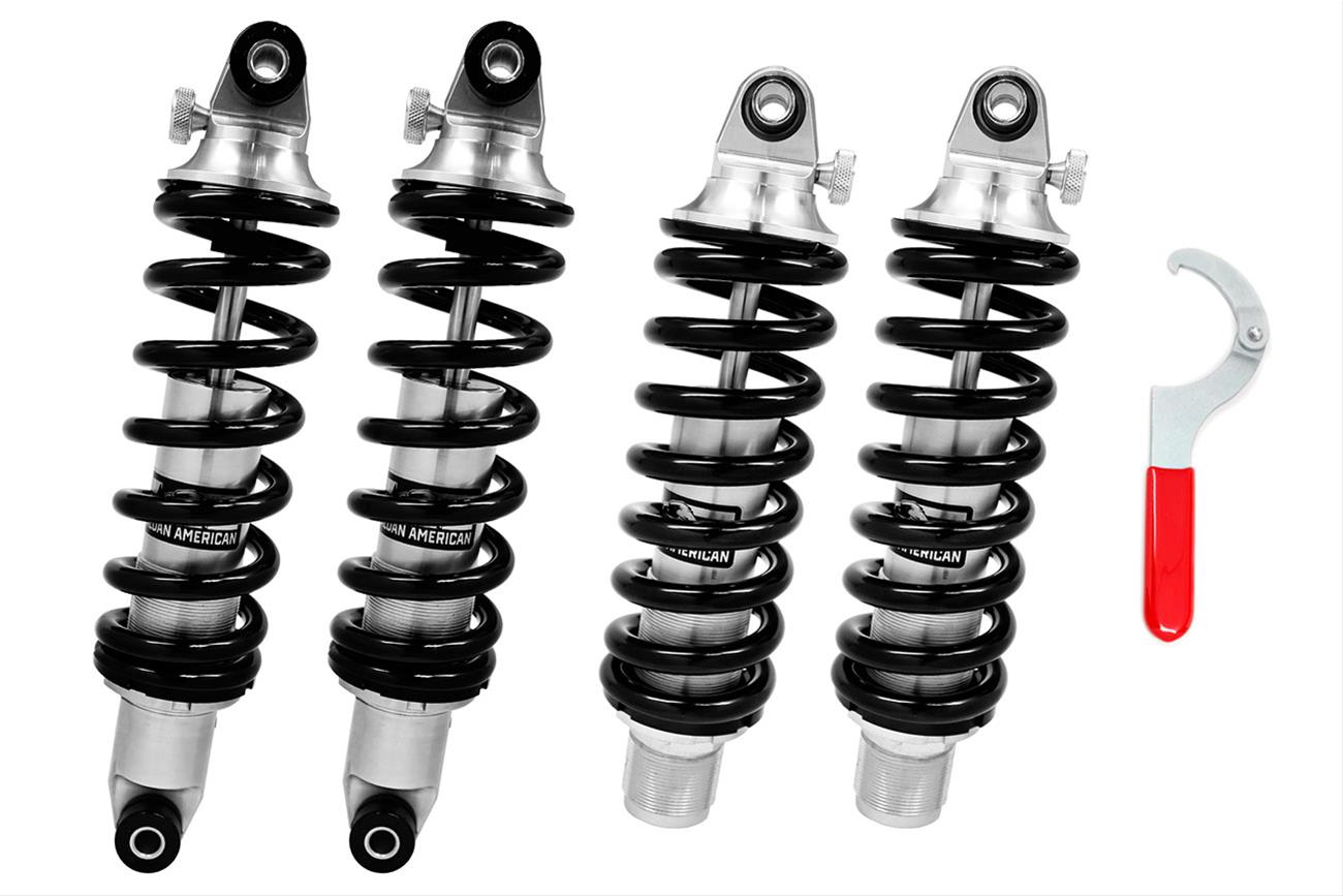 Aldan American Road Comp Coilover Kits for 1997-2002 PROWLER - PWSB4 Kit, Front, Rear, Twin-Tube, Aluminum, Silver Anodized, 450 lbs./in. Front, 550 lbs./in. Rear, Plymouth, Kit