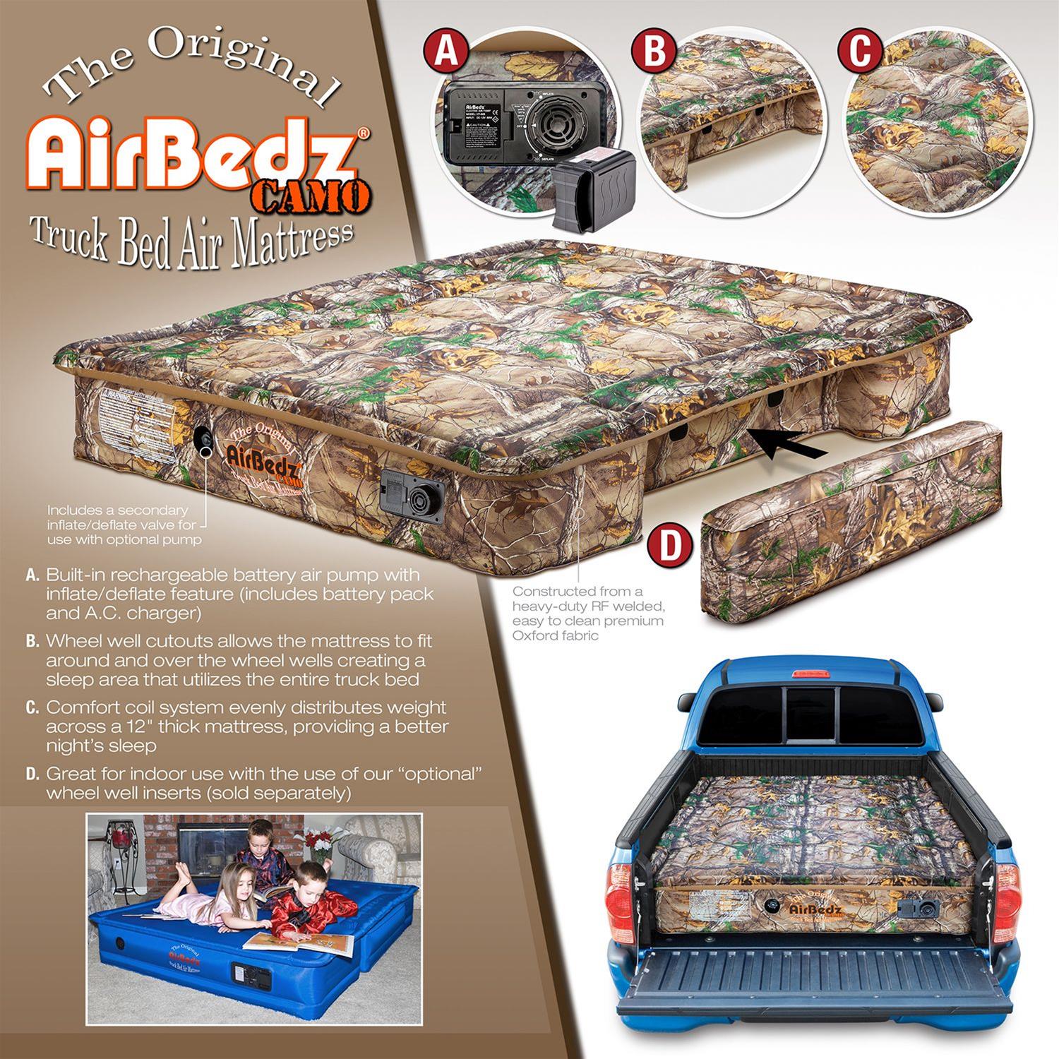 AirBedz Original Truck Bed Camo Air Mattresses PPI-402 Mattresses, Camo, Built-in Pump, Charger, 63.50 in. Wide x 76.00 in. Long x 12.00 in. Tall, for 6.00/6.50 ft. Beds, Each