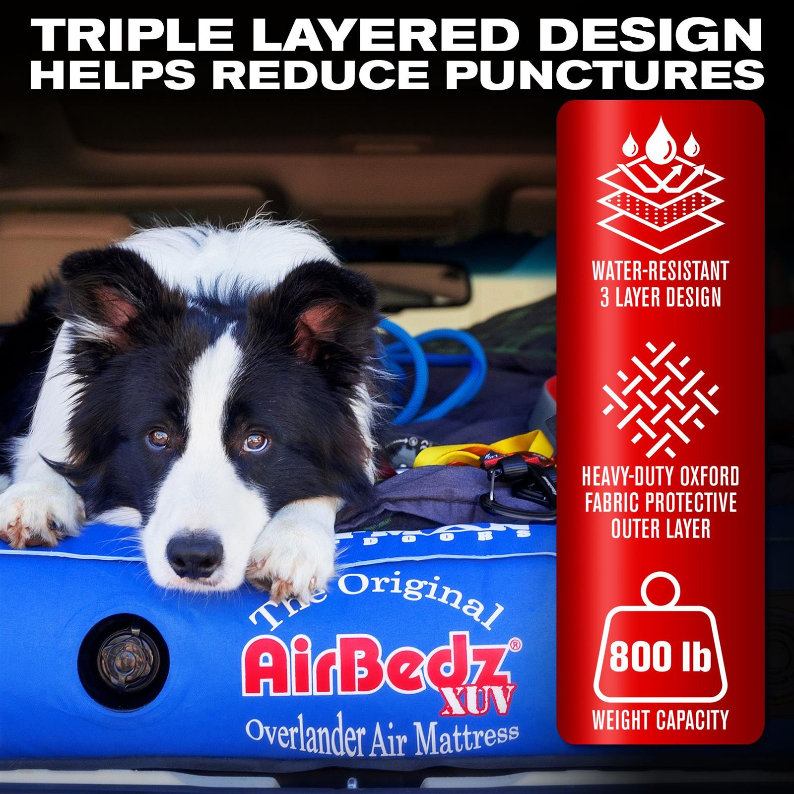 AirBedz Air Mattresses PPI-BLU_XUV JEEP, SUV & Crossover Vehicle Rear Seats Down Mattress with Built-in Rechargeable Battery Pump. The Original Jeep/SUV Bed Mattress