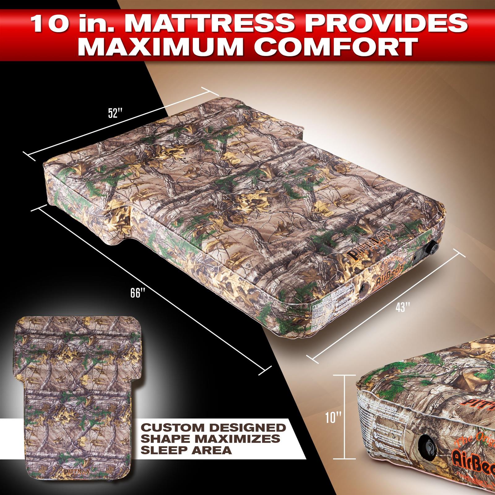 AirBedz XUV Air Mattresses PPI-CMO_XUV Mattress, AirBedz, Jeep, SUV, Crossover, Camo, 66 in. Width, 52 in. Length, 10 in. Height, Each