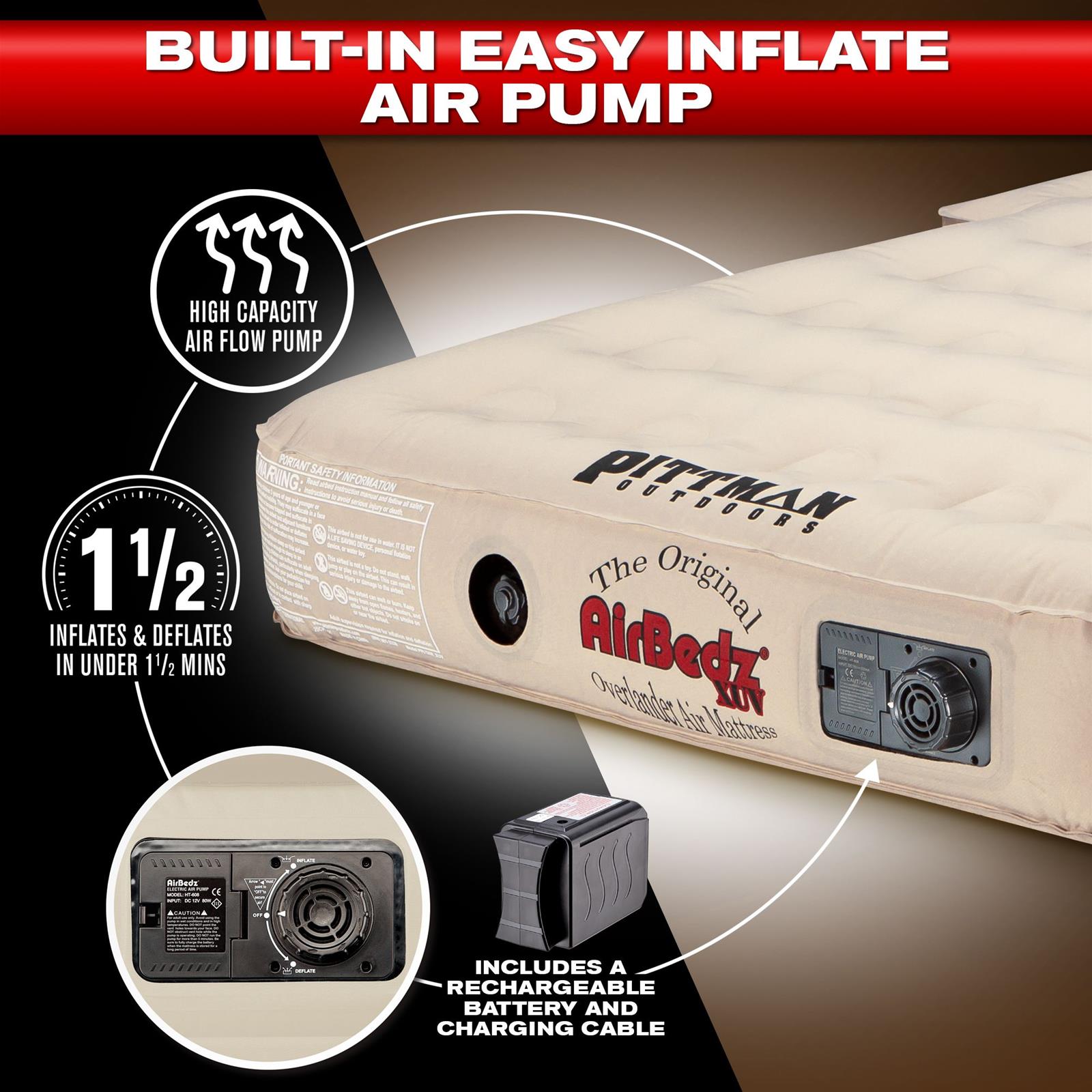 AirBedz XUV Air Mattresses PPI-TAN_XUV Mattress, AirBedz, Jeep, SUV, Crossover, Tan, 66 in. Width, 52 in. Length, 10 in. Height, Each