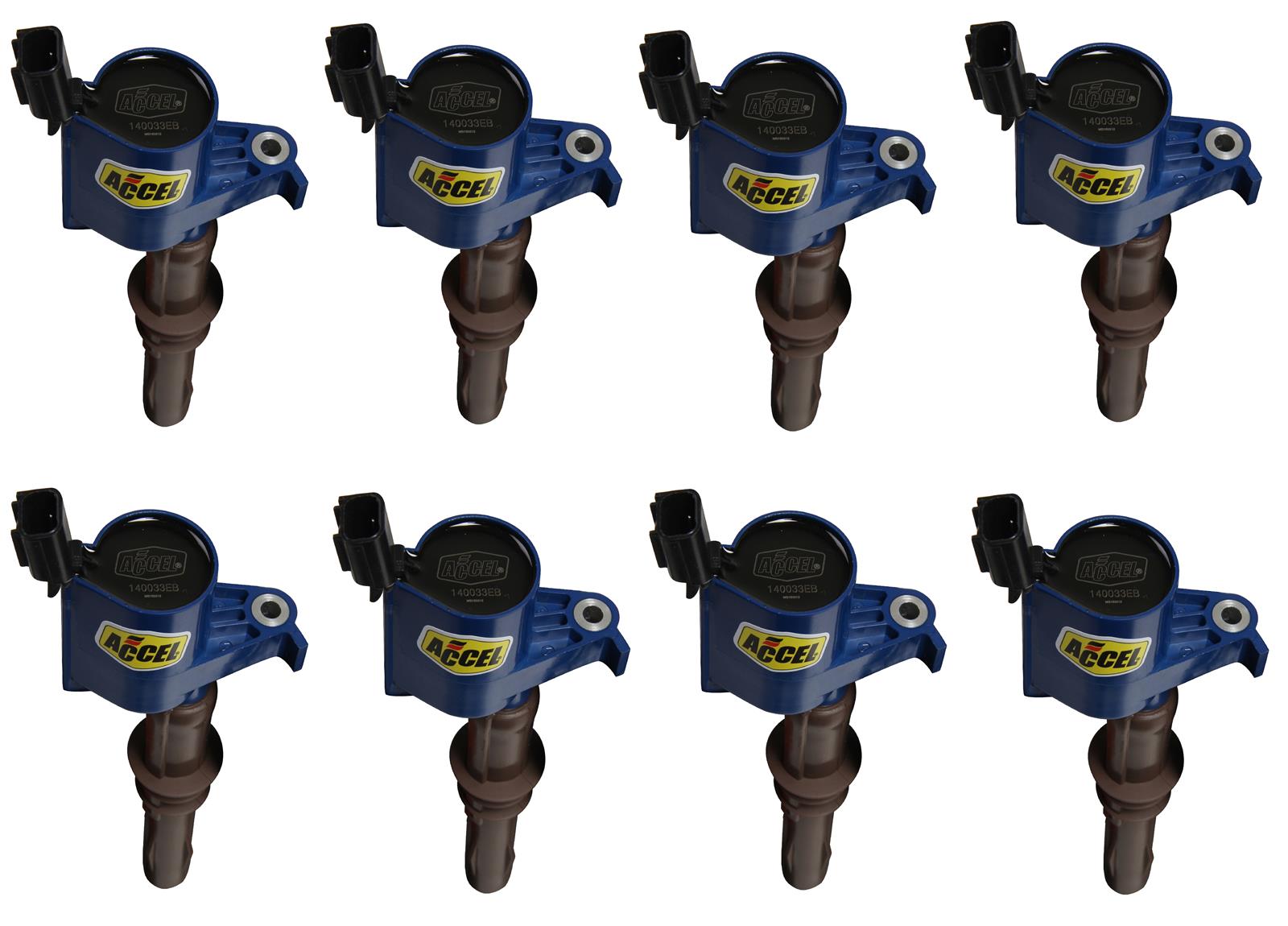 ACCEL Super Coils 140033EB-8 Ignition Coils, Coil, Epoxy, Blue, 3-Valve, Ford, Set of 8