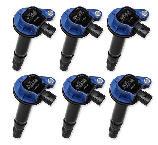 ACCEL Super Coils 140061B-6 Ignition Coils, Super, Female/Socket, 2 Pin Coil Pack, Blue, Ford, Lincoln, Non-Ecoboost, Set of 6